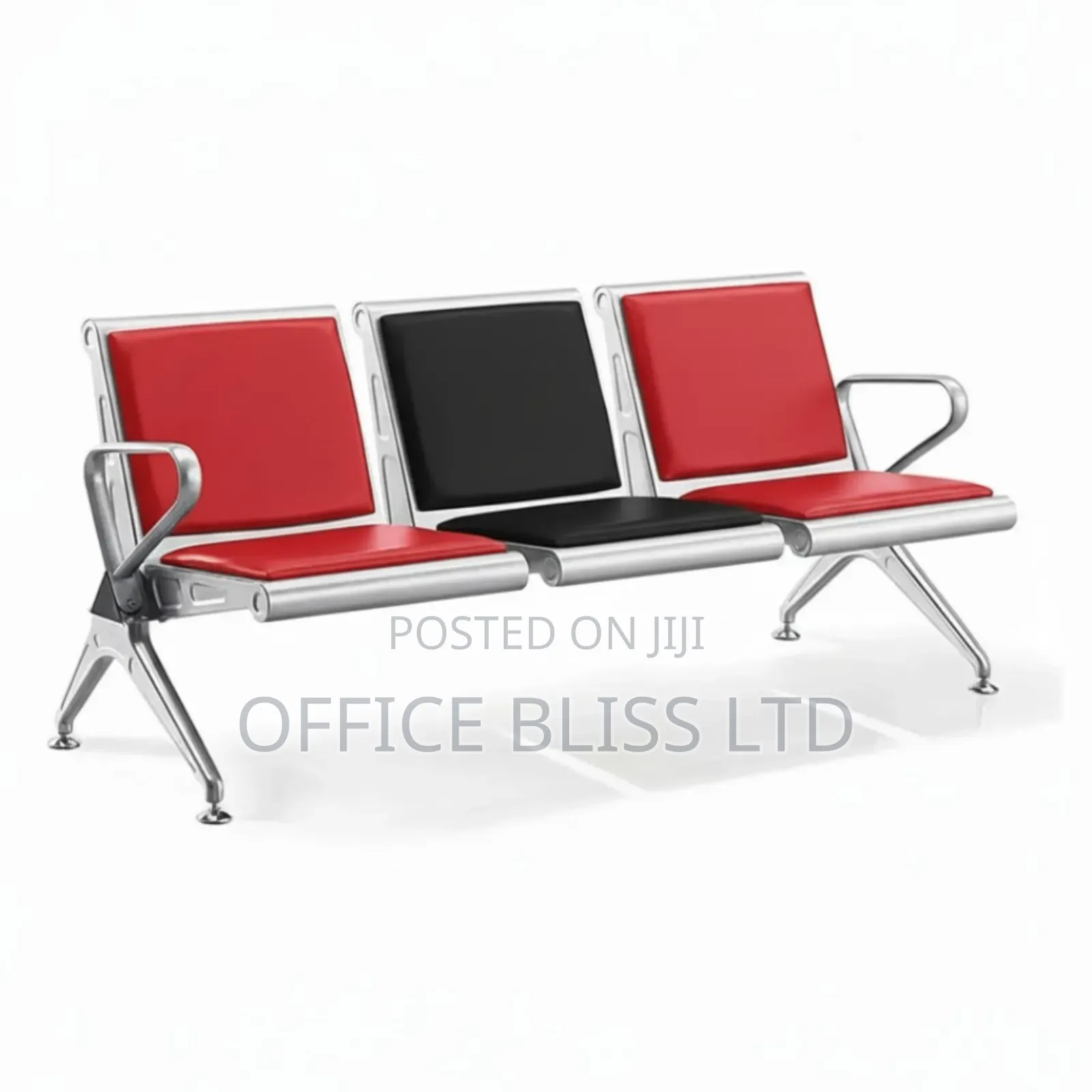 3 in 1 Heavy-Duty Reception Waiting Chair (Red Black)