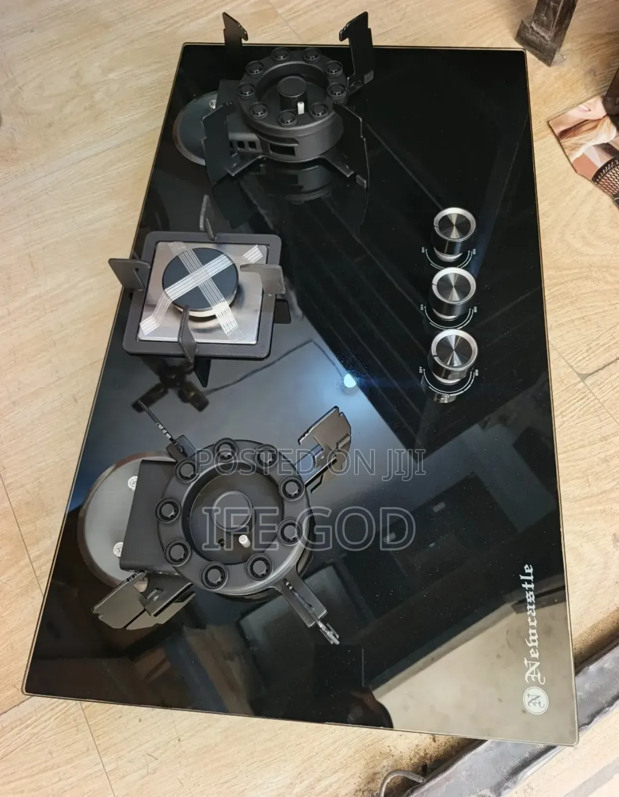 Original Newcastle Built-in Flips Up 3 Gas Burners Automatic Copper