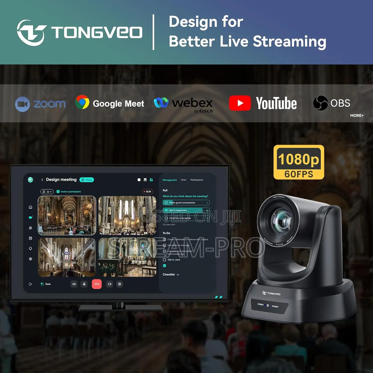 Tongveo Conference Room PTZ Camera System With 20x Optical Zoom