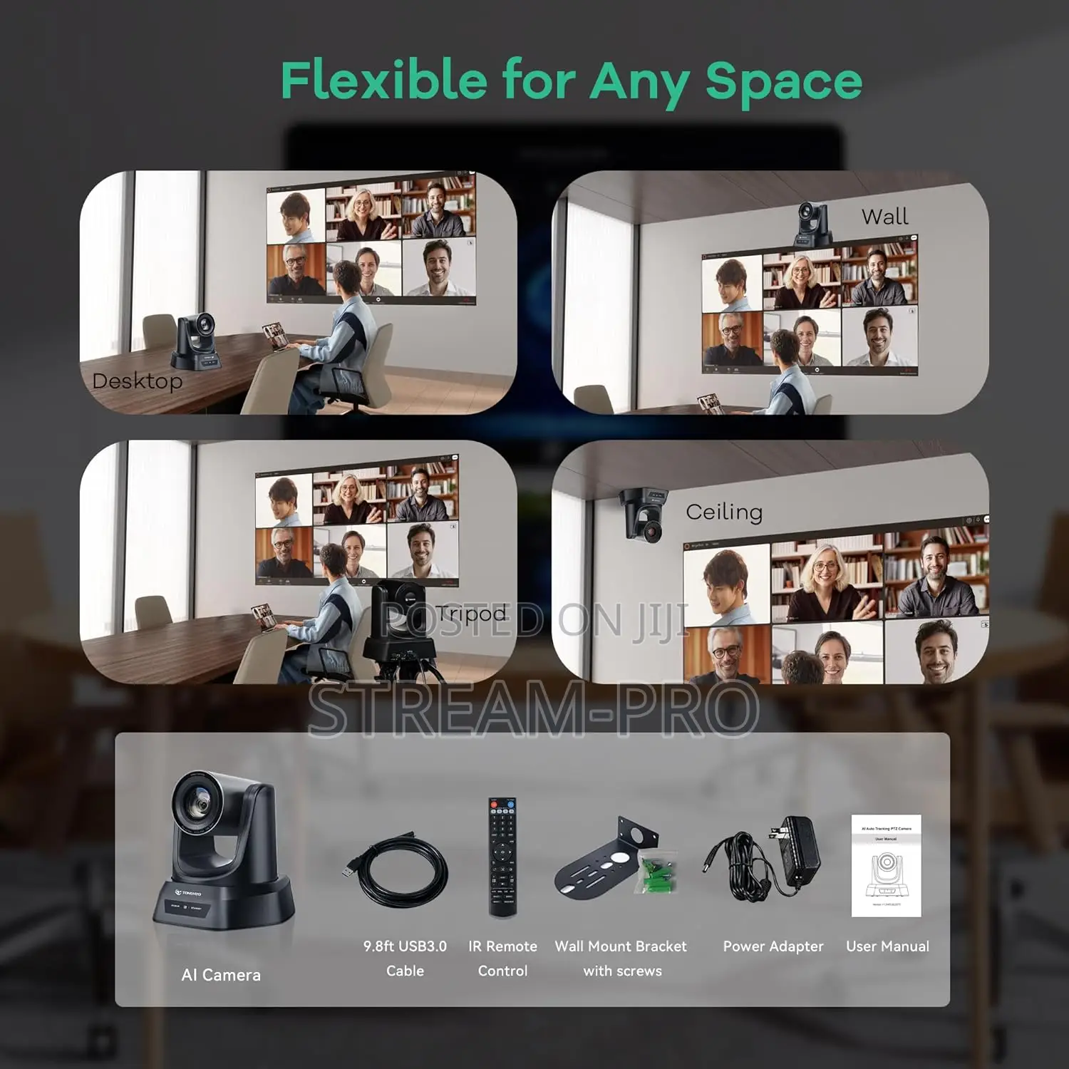 Tongveo PTZ Camera Ai Auto Tracking 12x Optical Zoom Hdmi/Usb3.0