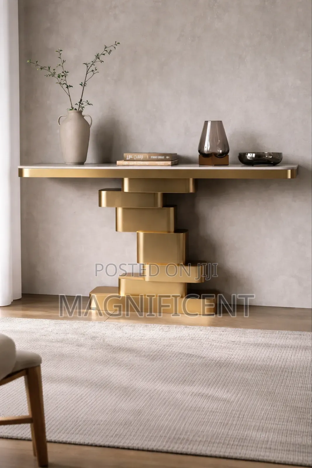 Premium Console Table With Gold Finish – Elegant Home Decor
