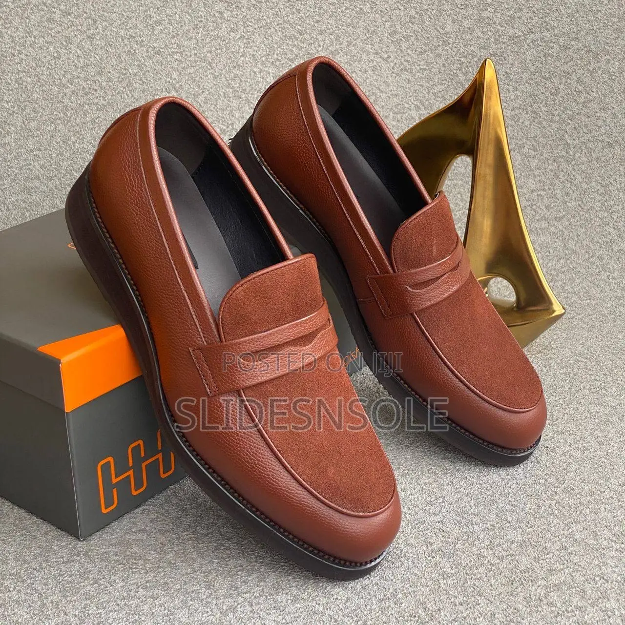 Oggi Men's Suede and Leather Platform Penny Loafers