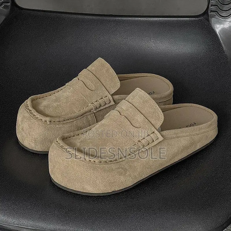 FDCP Suede Platform Penny Loafer Mules