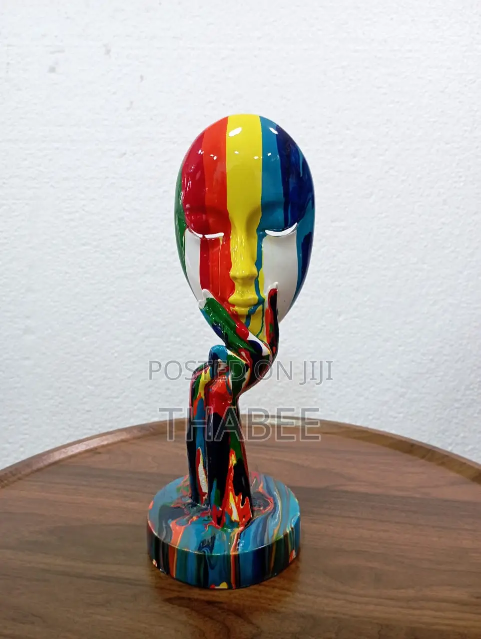 Multi Colour Face Red Orange Yellow Blue Figurine Ornament
