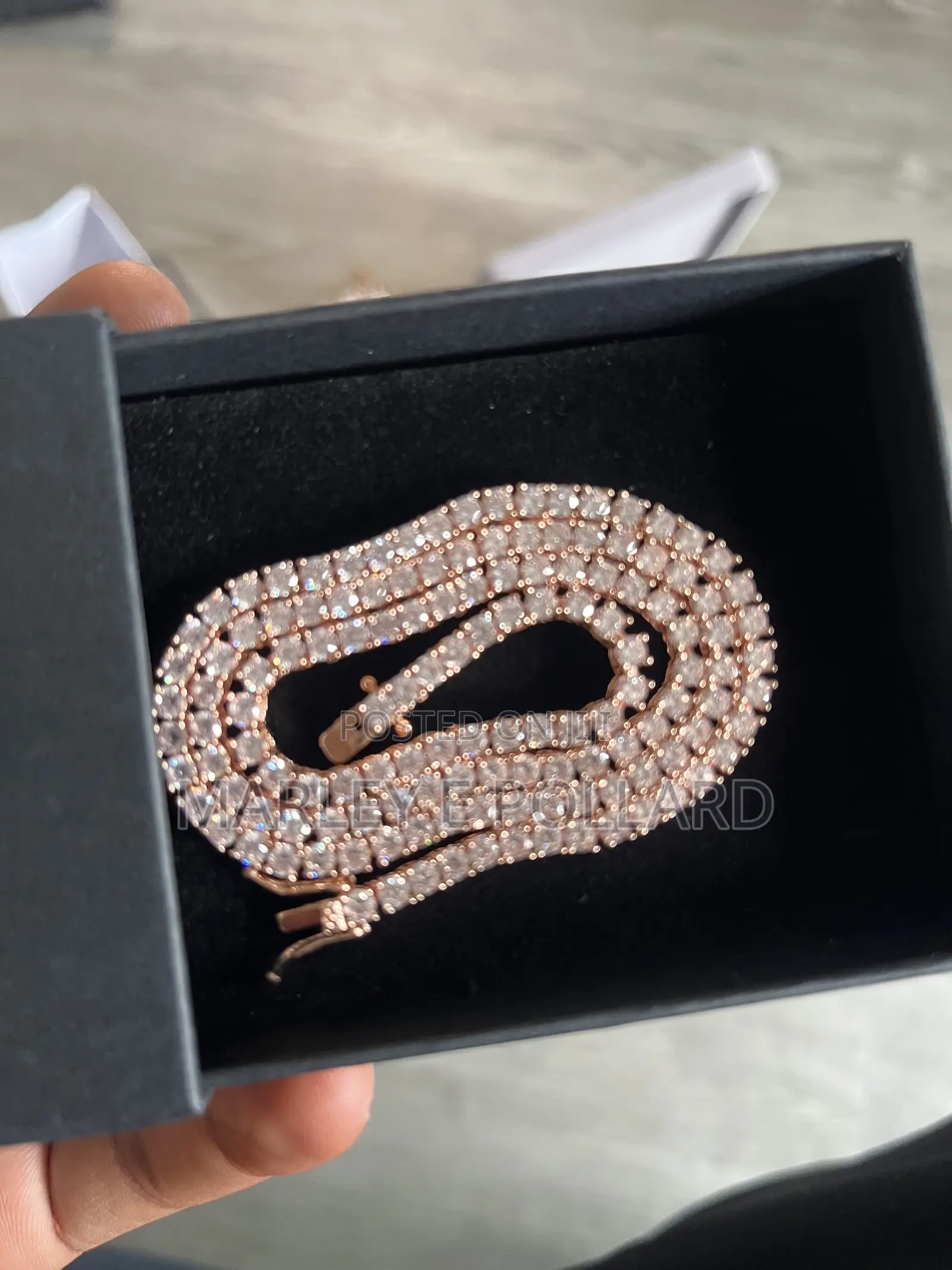 Rose Gold Cz Stones 14kt Gold Plated Tennis Luxury Necklace