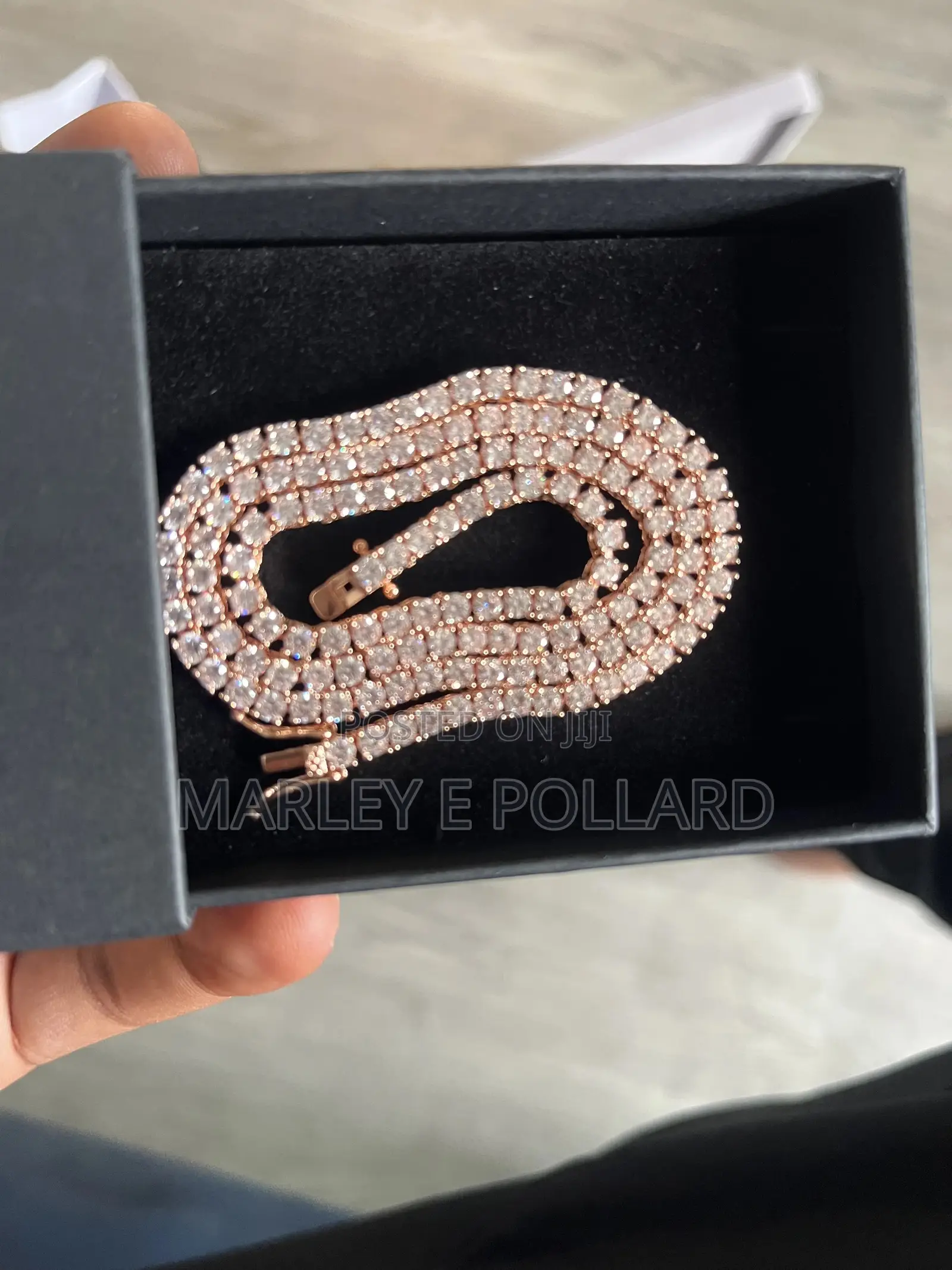 Rose Gold Cz Stones 14kt Gold Plated Tennis Luxury Necklace