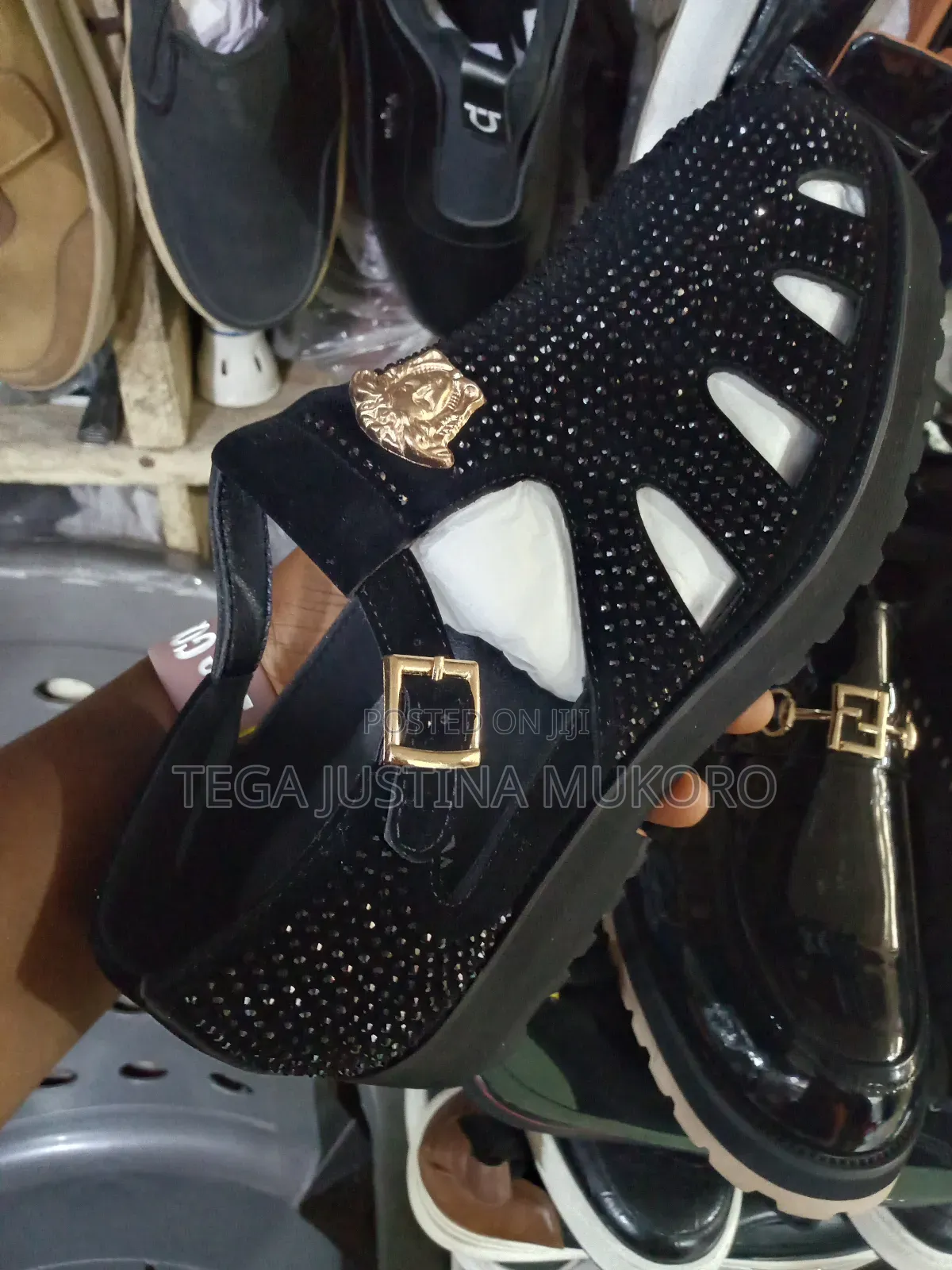 High Quality Stylish Versace Glittering Studded Sandals