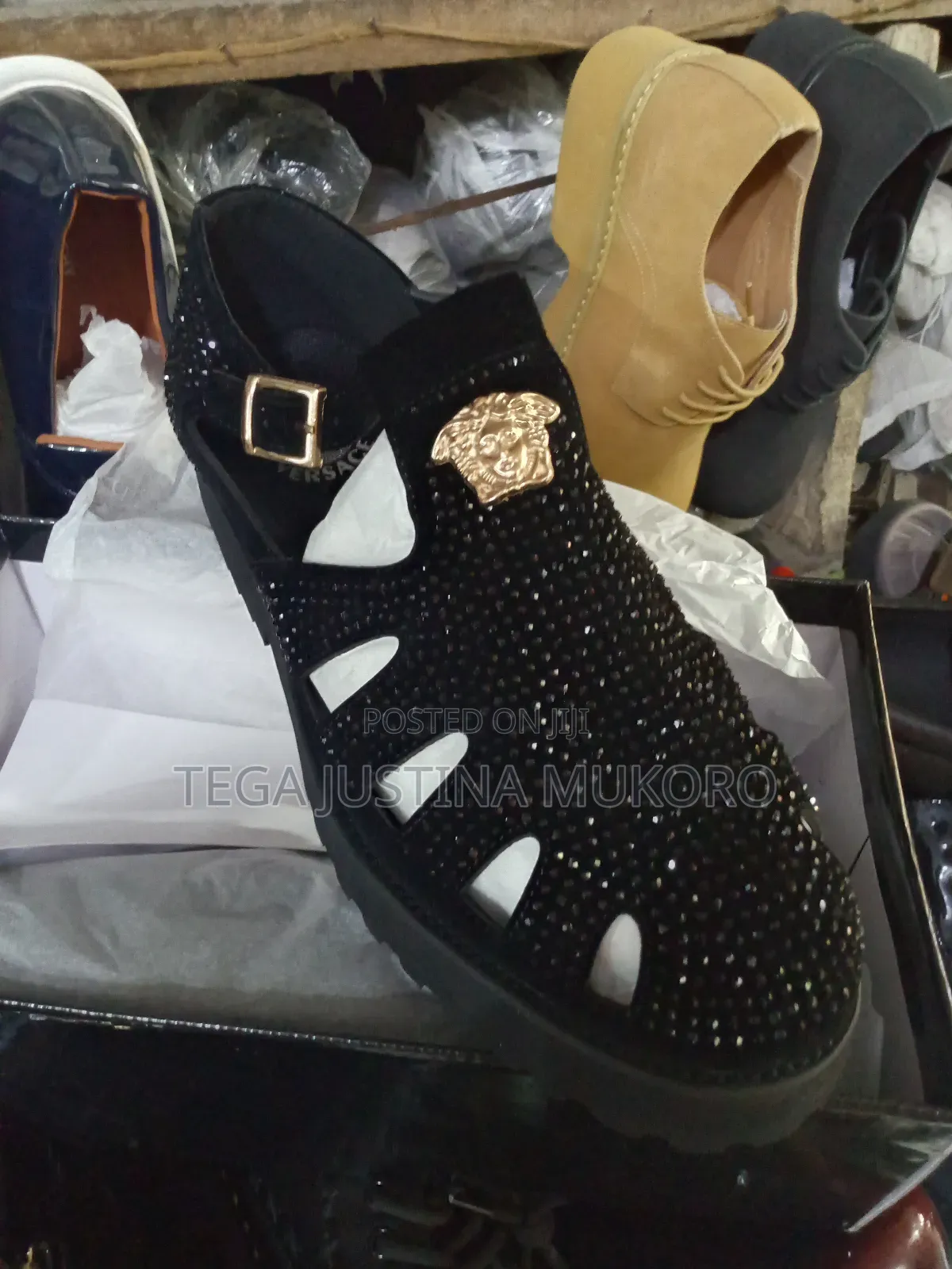 High Quality Stylish Versace Glittering Studded Sandals