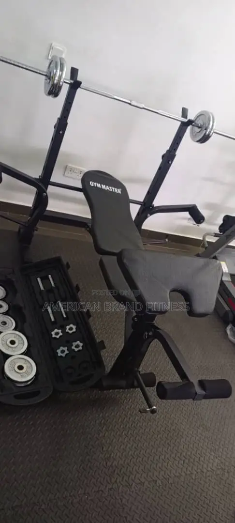 Improved Butterfly Weight Bench With Curling Bar and 50kg Barbell