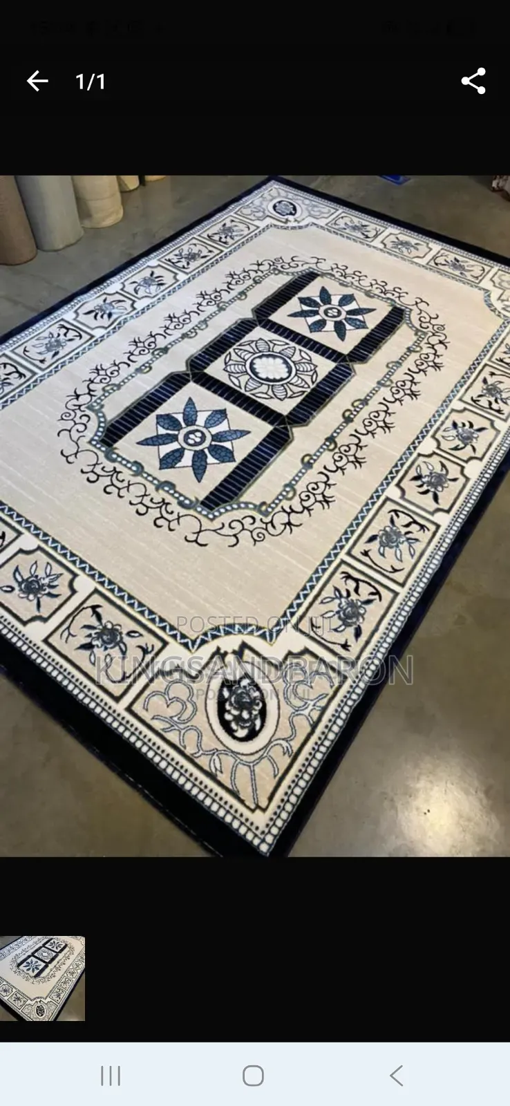 5x7fts Blue/Cream Turkish Center Rug(3x5,4x6,7x10,)