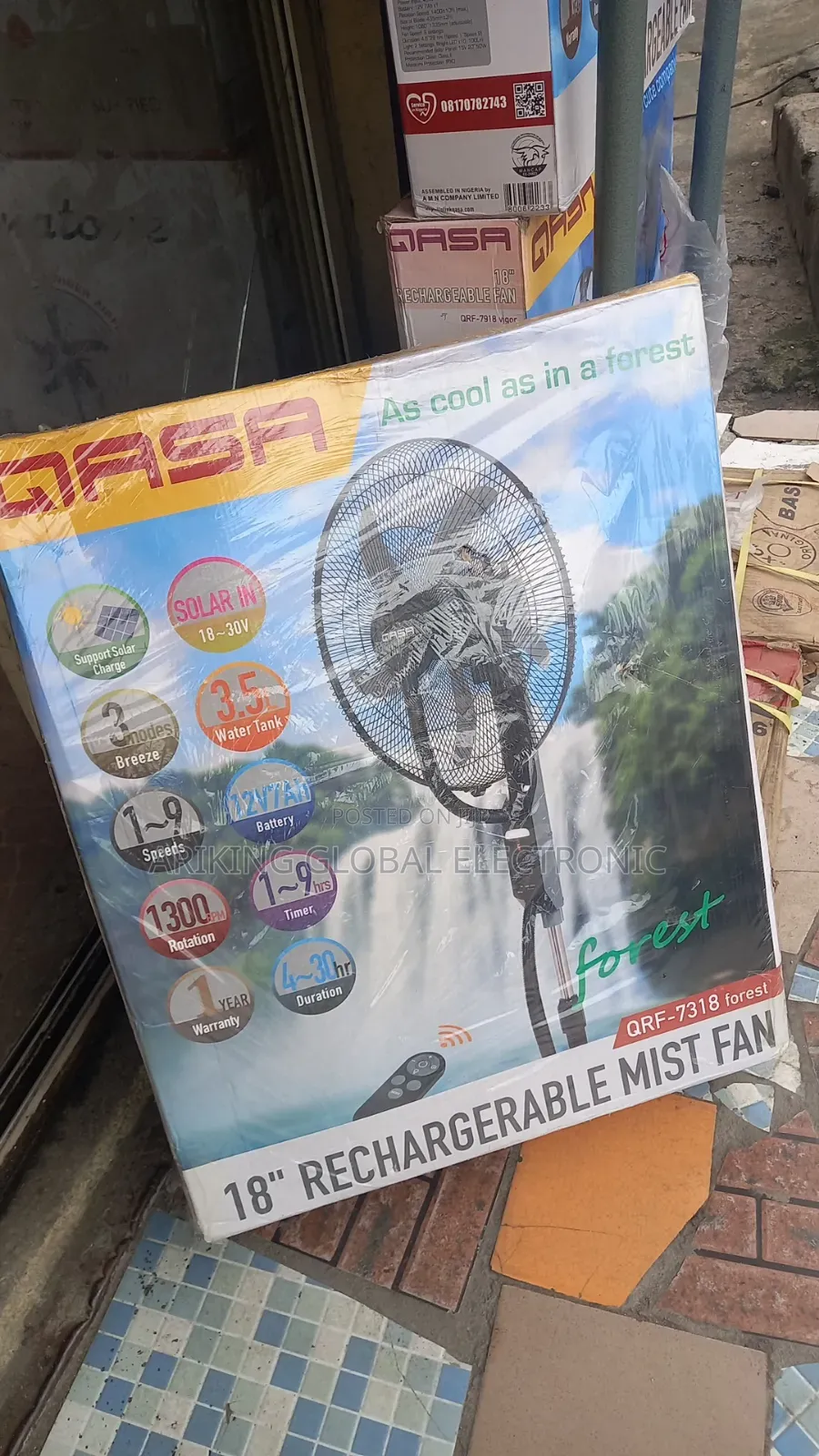 Qasa Forest Rechargeable Fan 18inch Mist Fan