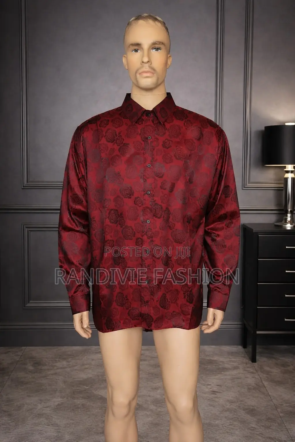 Glossy Flowers Shirt [Wine]