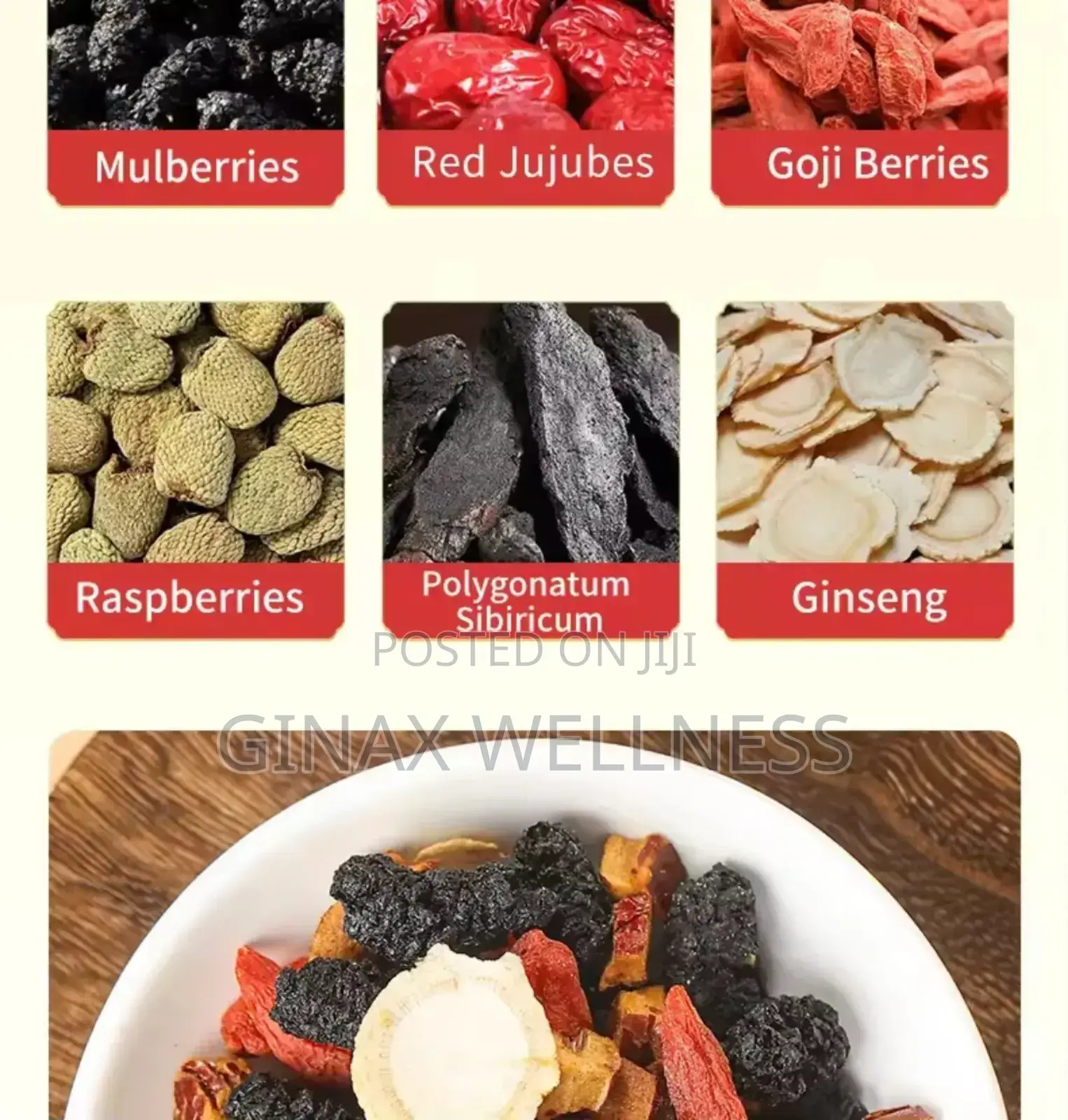 Ginseng Six Treasures Tea for Kidney Health and Immunity (25teabags)