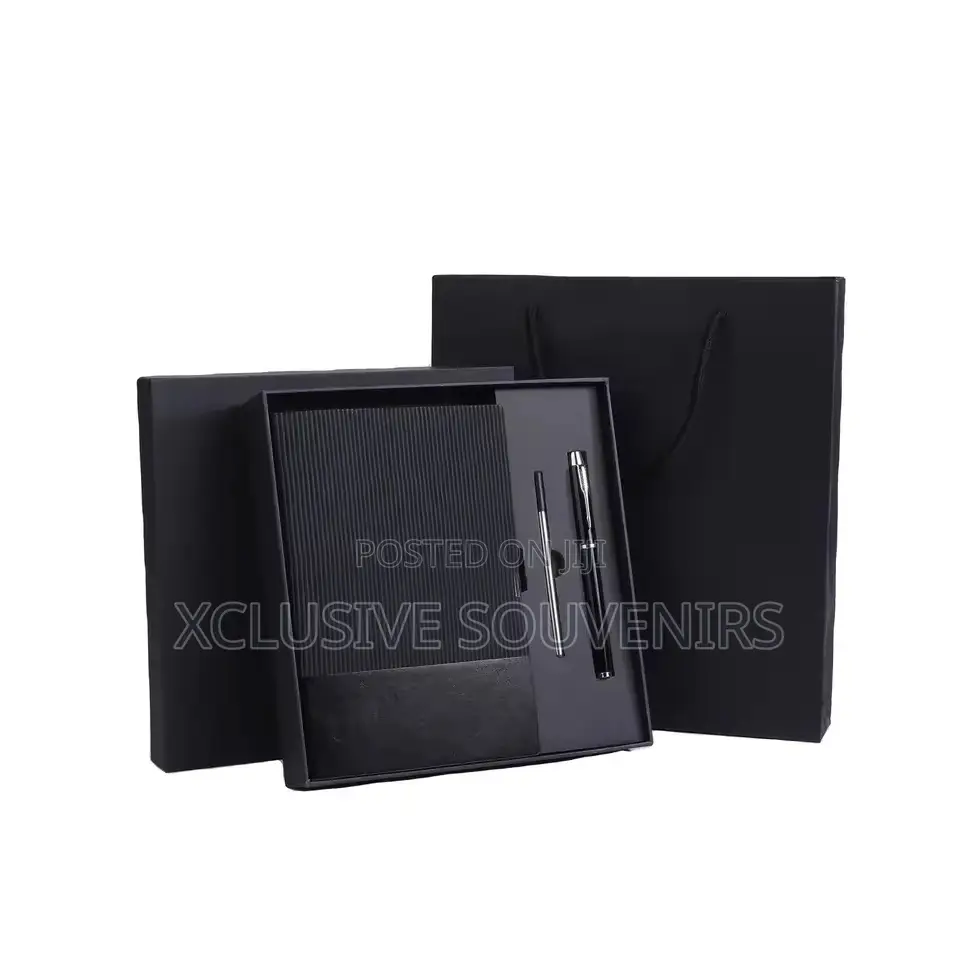 A5 Thickened Leather Spiral Fabric Notebook Gift Box With Pen