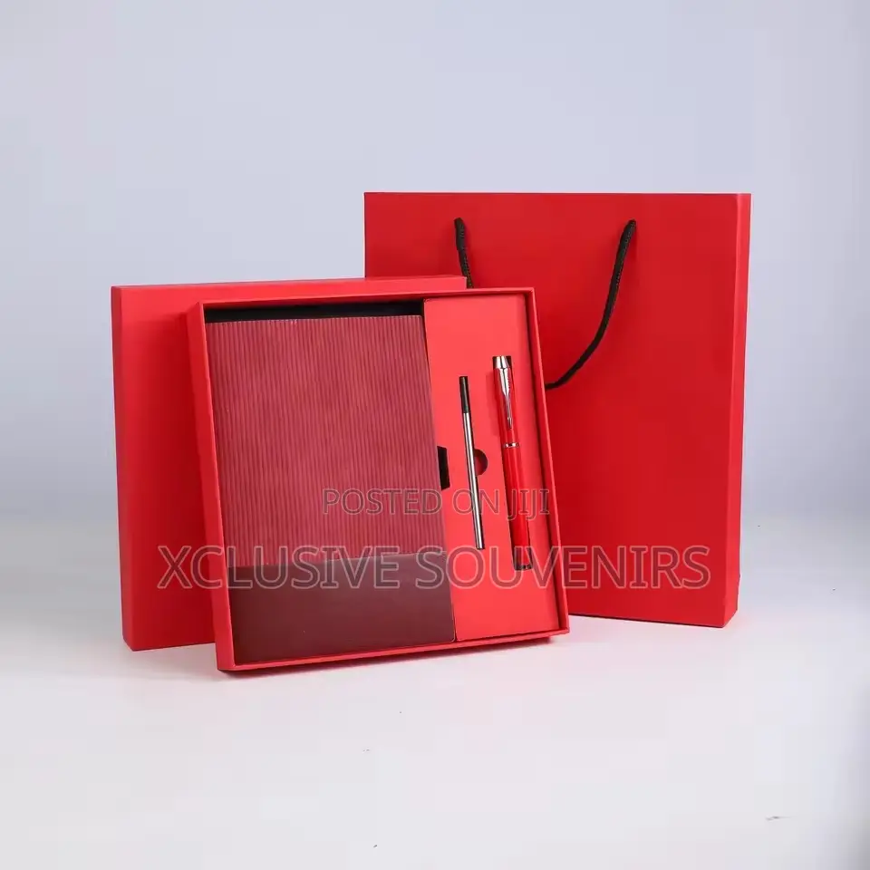 A5 Thickened Leather Spiral Fabric Notebook Gift Box With Pen