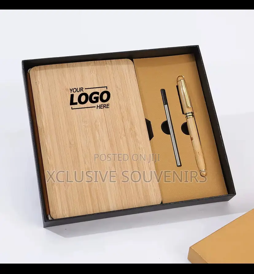 Creative Bamboo Notebook Custom Logo A4 Notebook Gift Box Set With Pen
