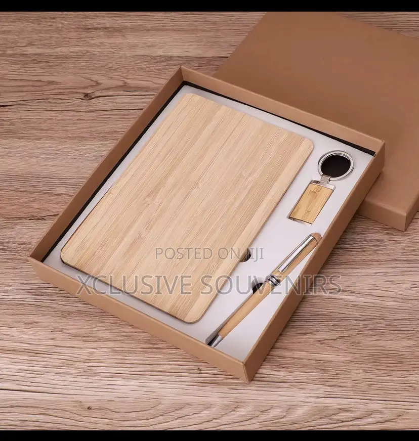 Promotional Bamboo Notebook Gift Set With Keychain and Pen