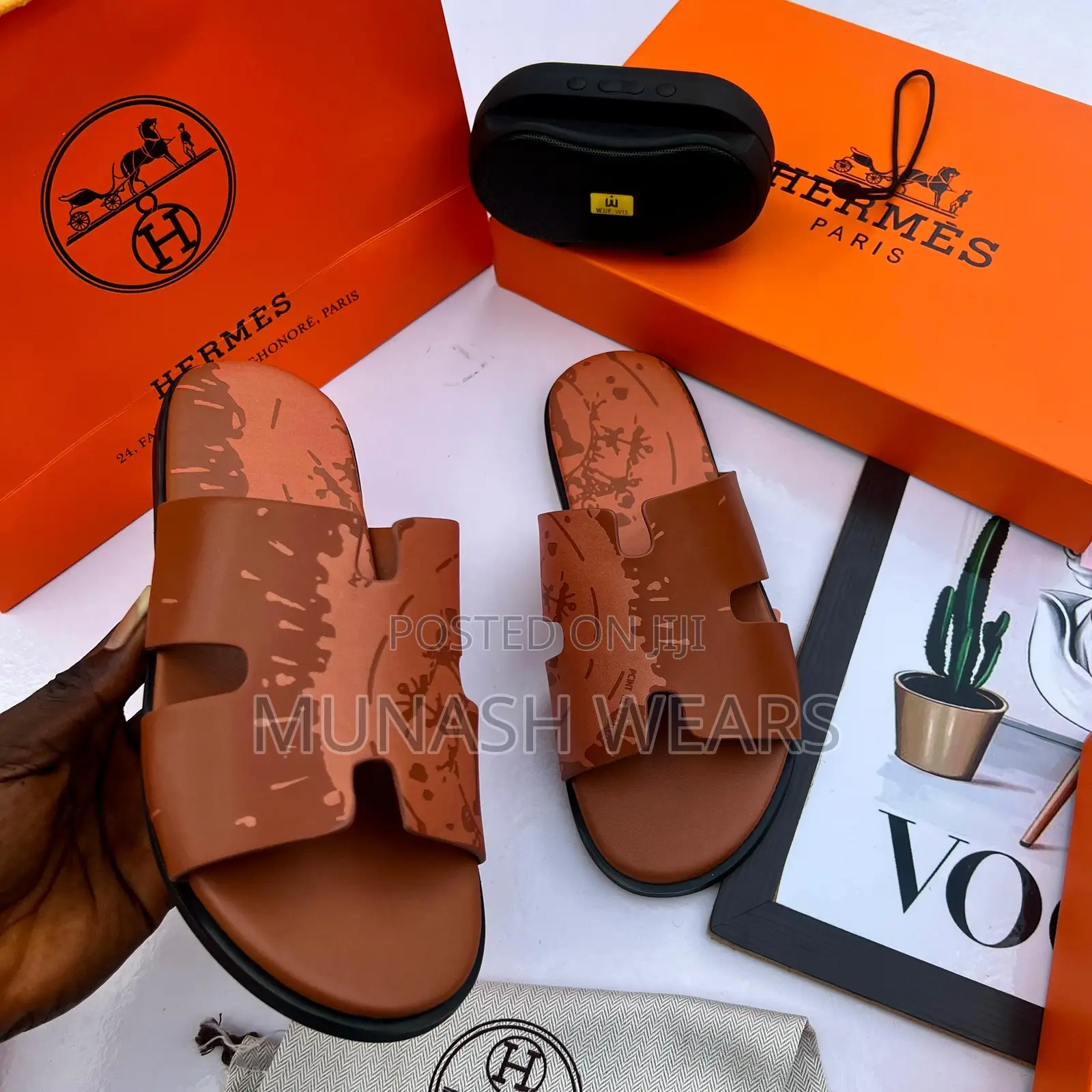 Hermes Leather Slipers 40-46 Brown