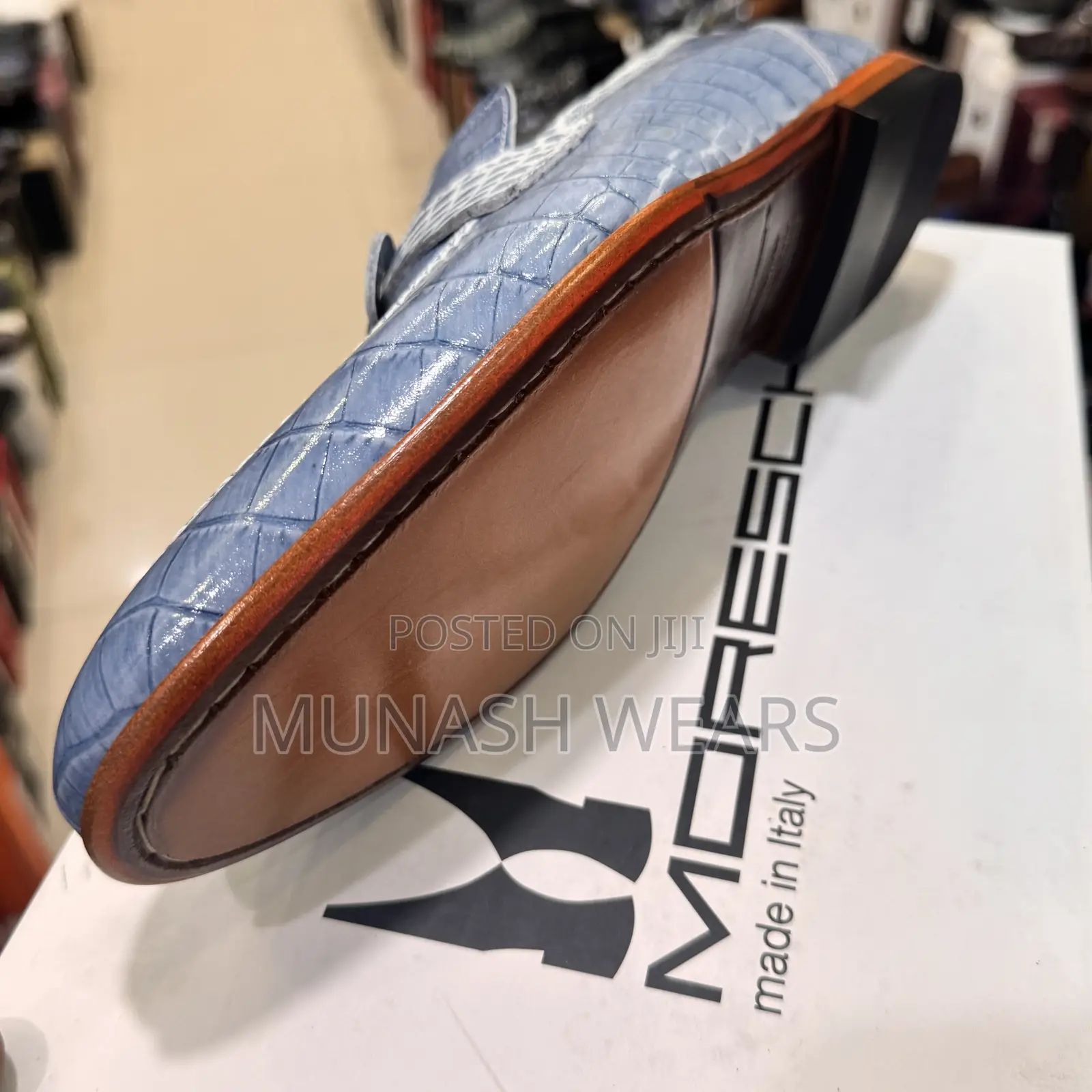 Italian Sky Blue Moreschi Leather Shoes 40-46