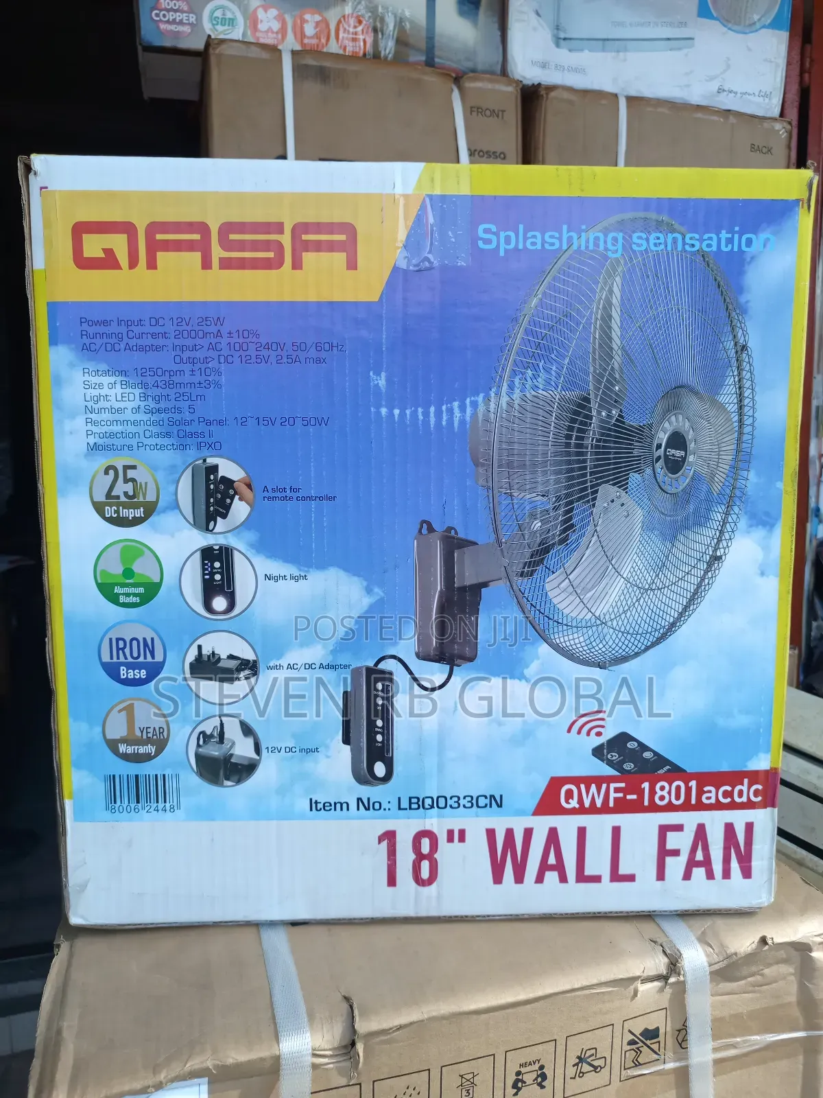 Qasa 18” Ac/Dc Wall Fan | QWF-1801acdc