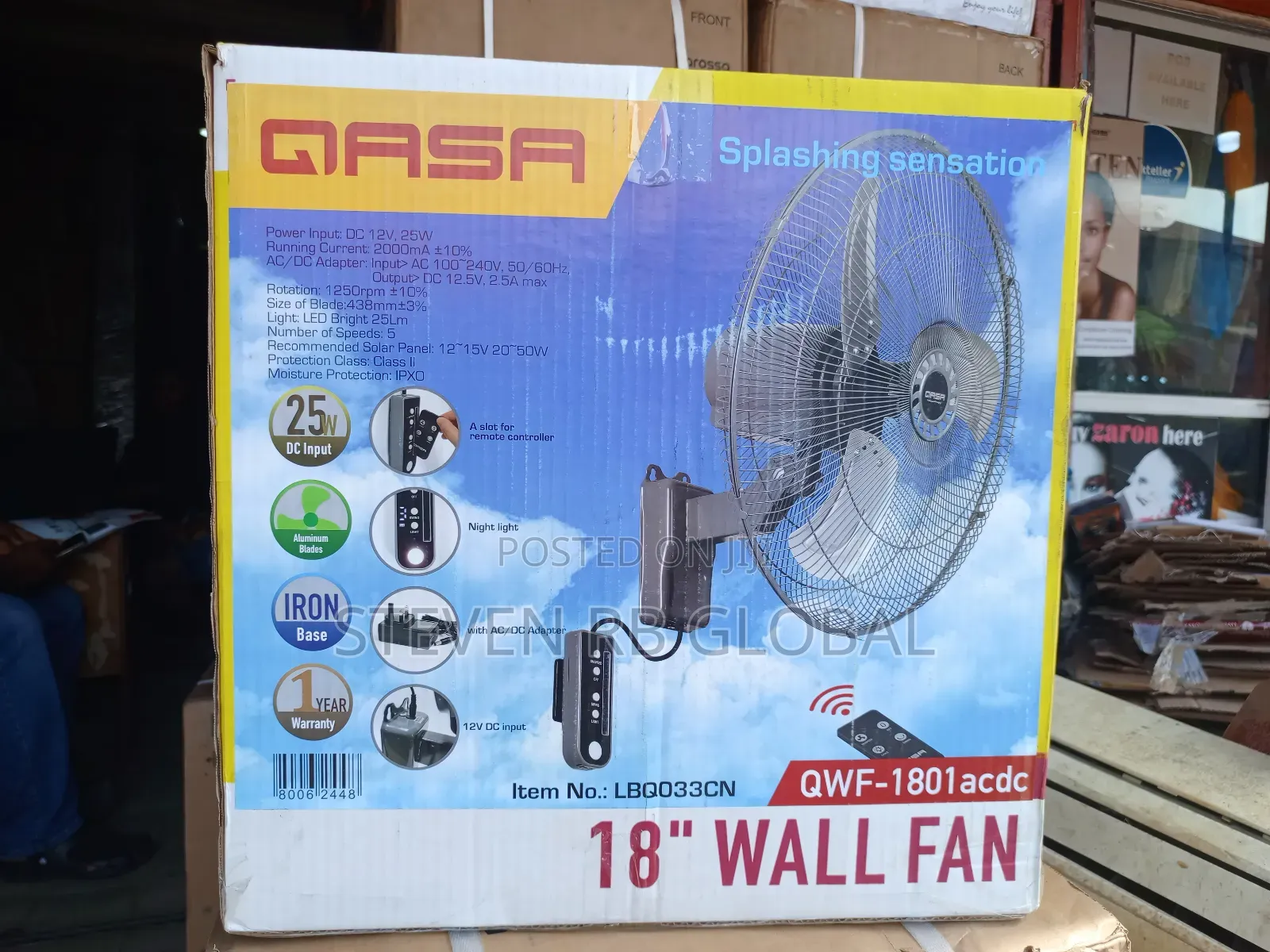 Qasa 18” Ac/Dc Wall Fan | QWF-1801acdc