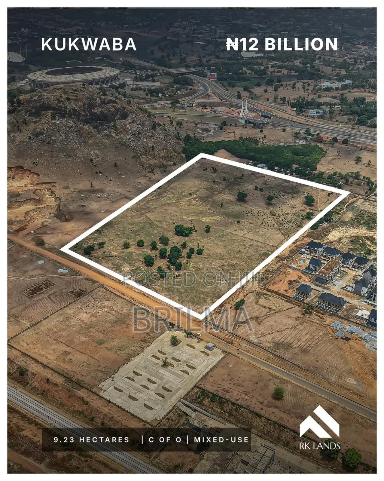 9.23 Hectares of Land in Kukwaba for Sale