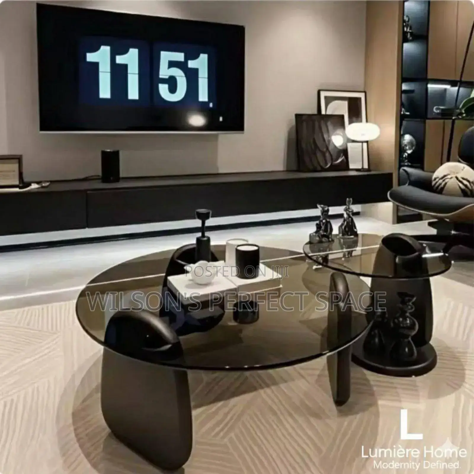 Big Glass Top Center Table With Side Stool