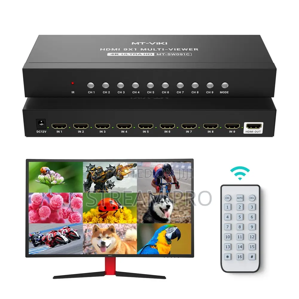 Mt-Viki 30hz Hdmi Multiviewer Screen Divider 9×1 9 in 1 Out With Ir