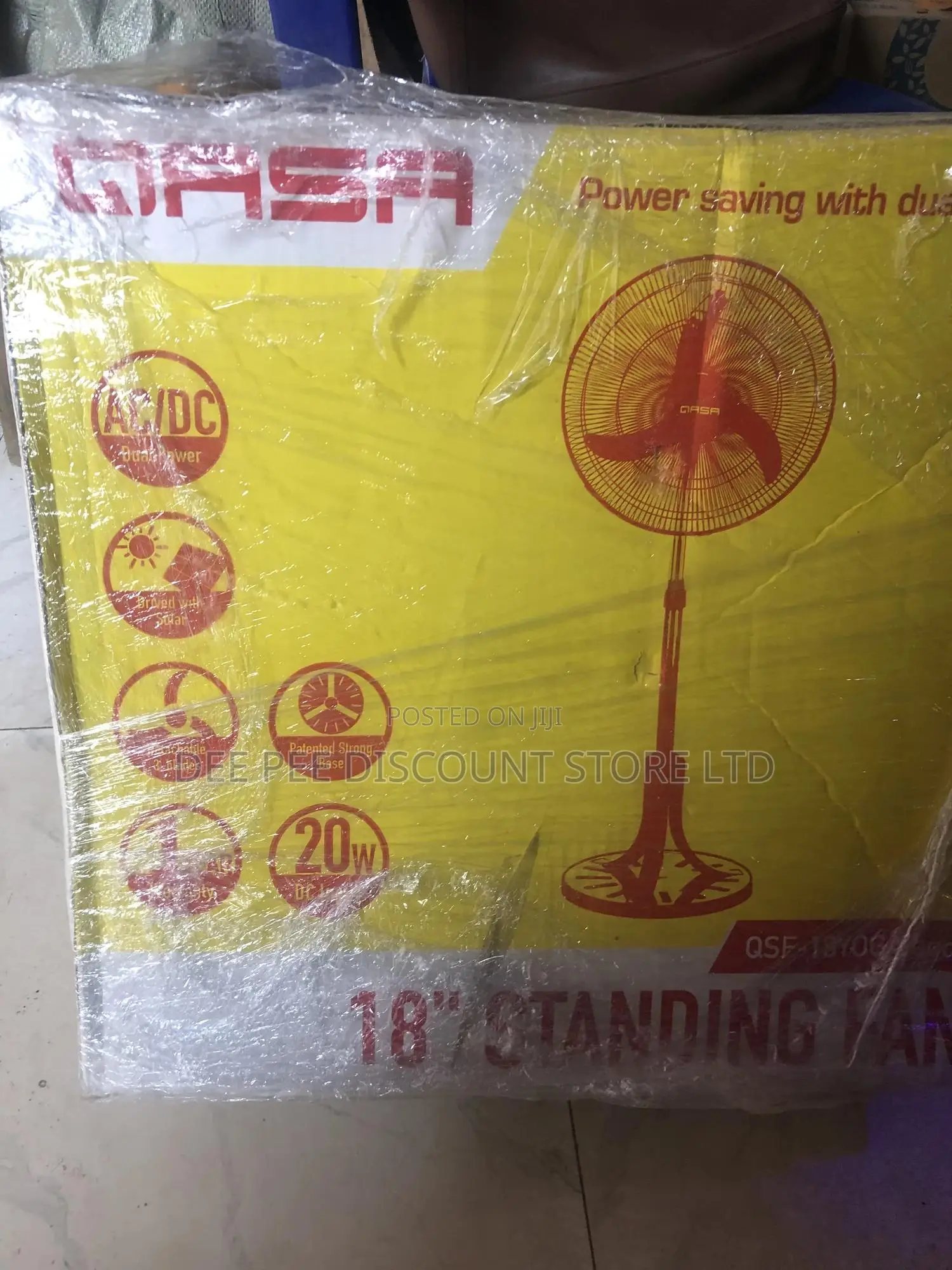 Qasa 18” Energy Saving Solar, Electric Standing Fan QSF-18yoga Ac/Dc