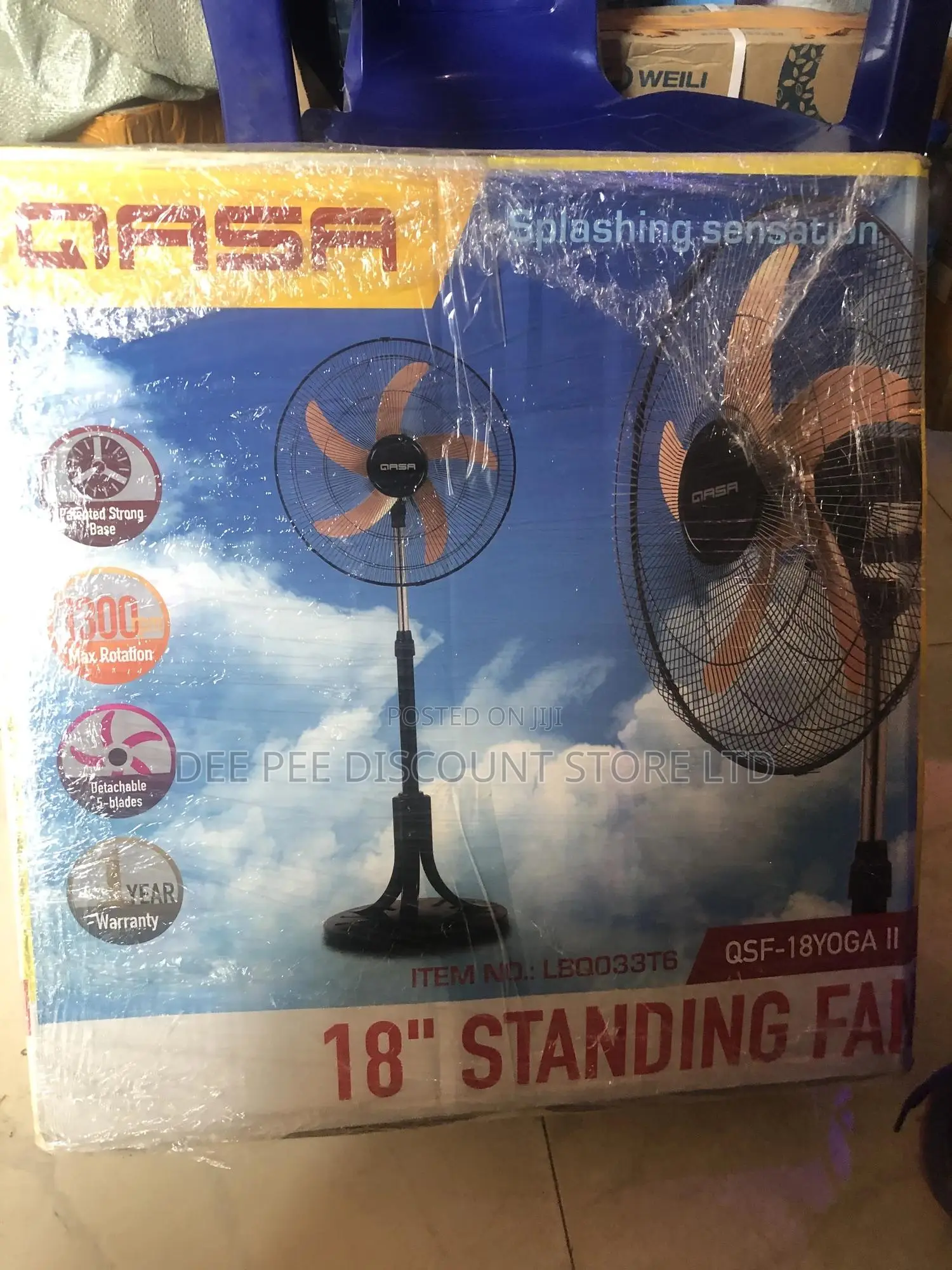 Qasa 18” Energy Saving Solar, Electric Standing Fan QSF-18yoga Ac/Dc