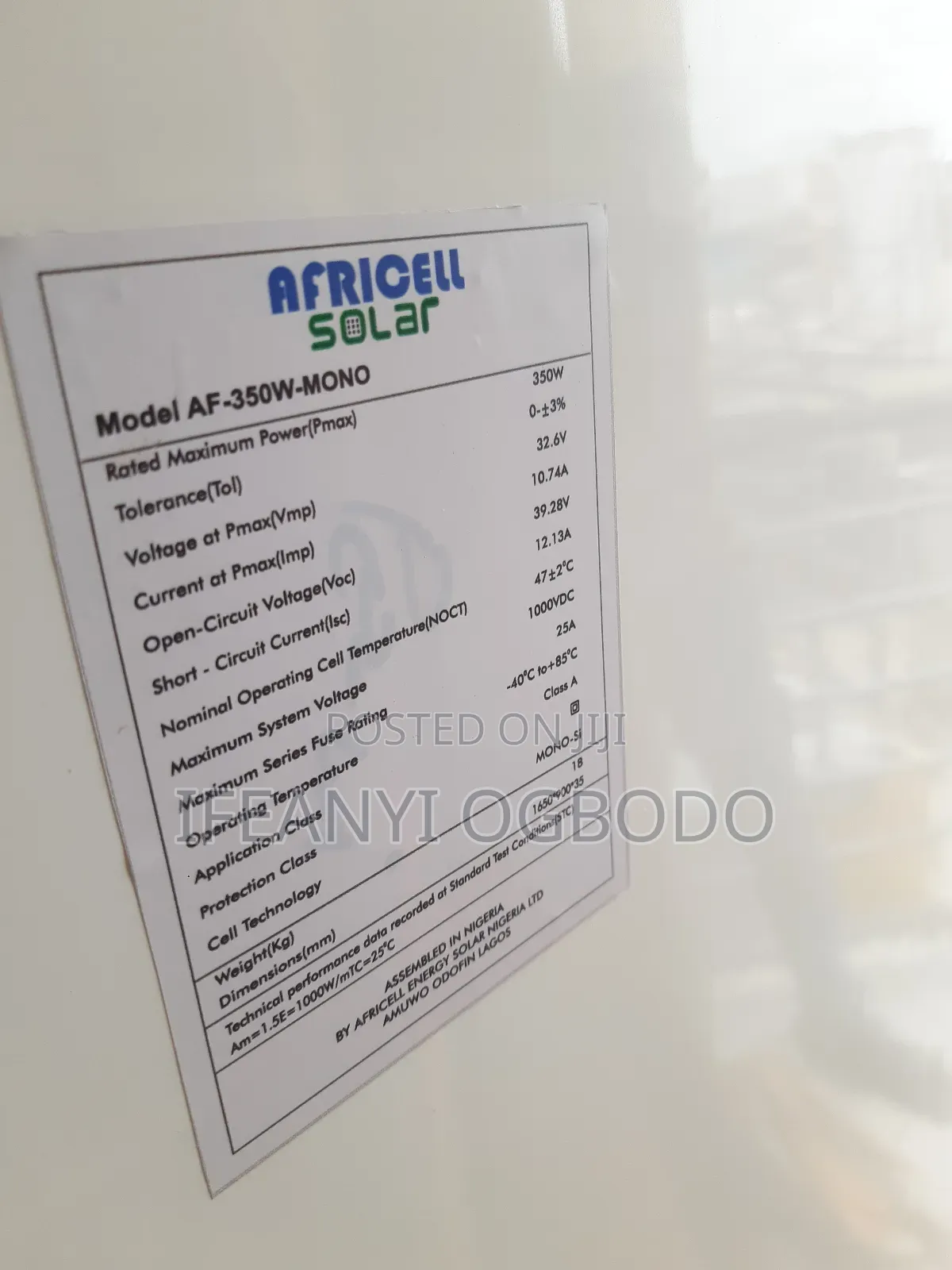 Africell Solar Panel 350w