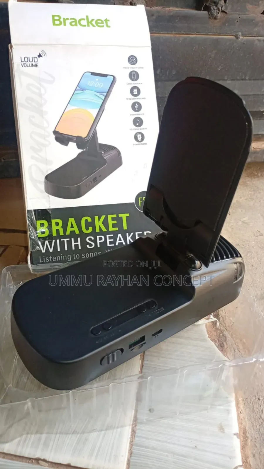 Bracket Phone Holder, Speaker and Charging Spot