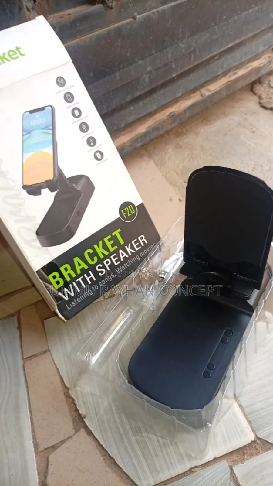 Bracket Phone Holder, Speaker and Charging Spot