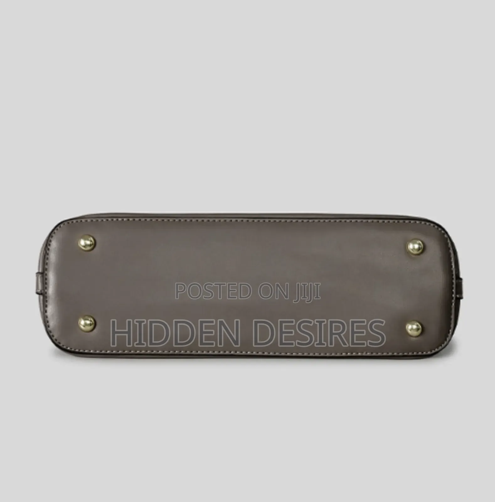 Sleek Half-Moon Top Handle Bag With Metallic Accent- Gray