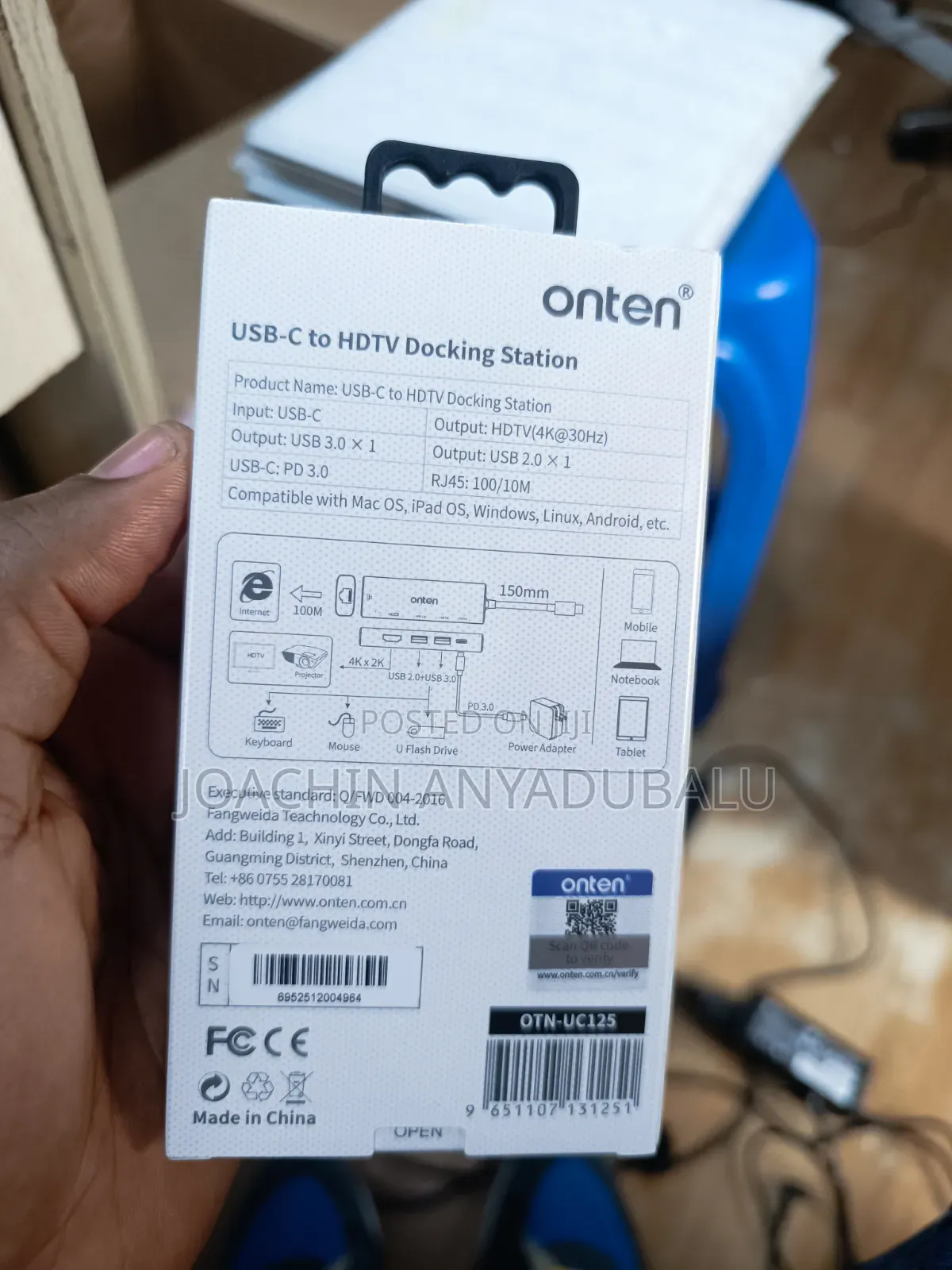 Onten Onten Otn-Uc125 Usb-C to Hdmi Adapter With 100m Network Card