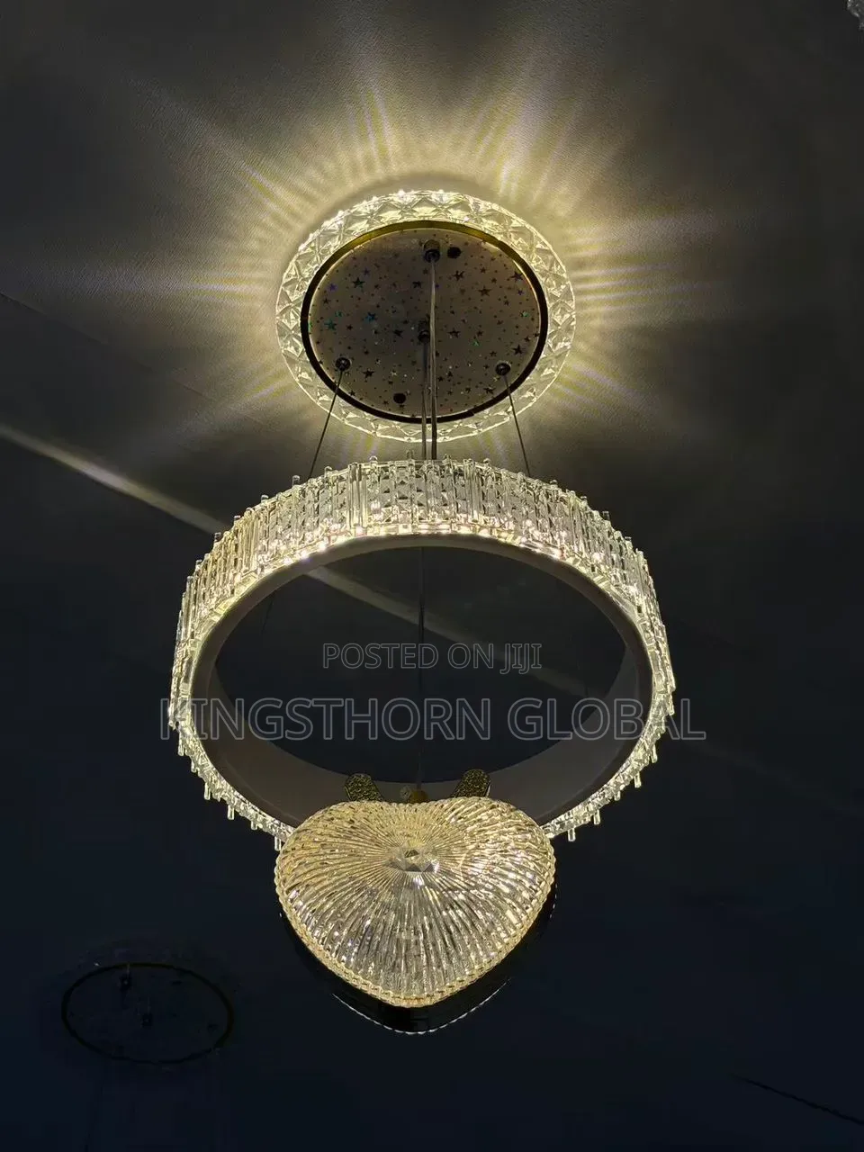 Luxury Crystal Crown Pendant Chandelier (Gold/Black Finish)