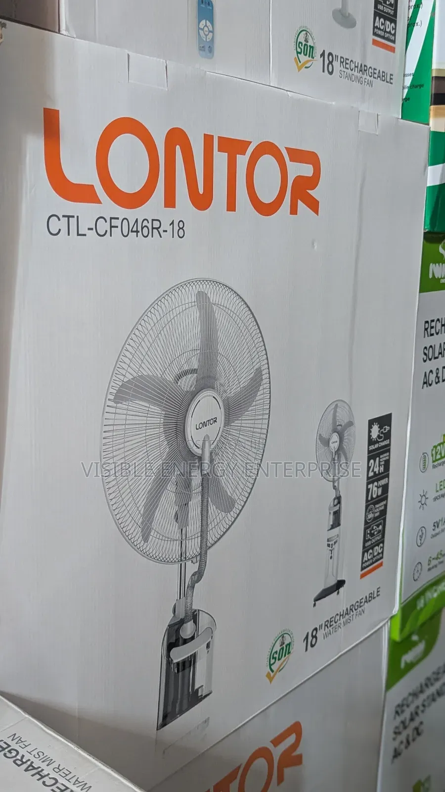 Lontor 18" Rechargeable Water Mist Fan, Model CTL-Cf046r-18.
