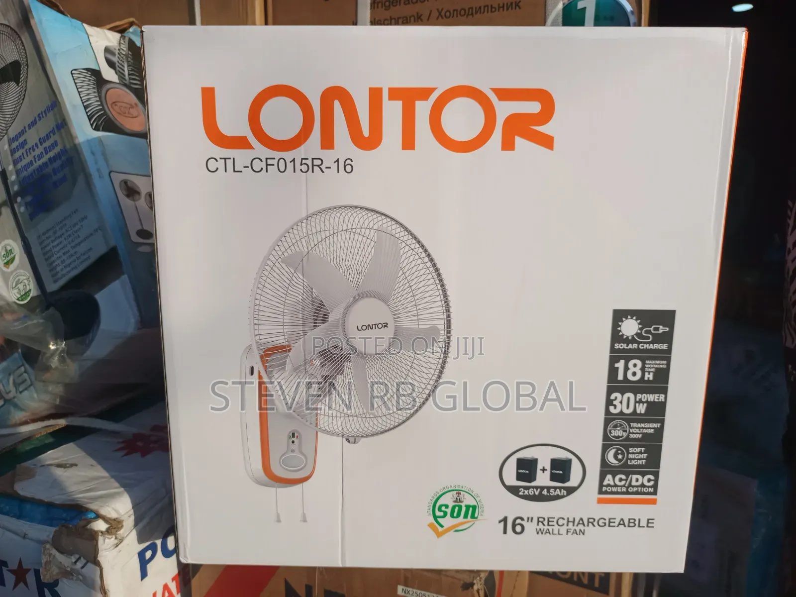 Lontor 16-Inch Rechargeable Wall Fan With Remote | CTL-Cf015r-16