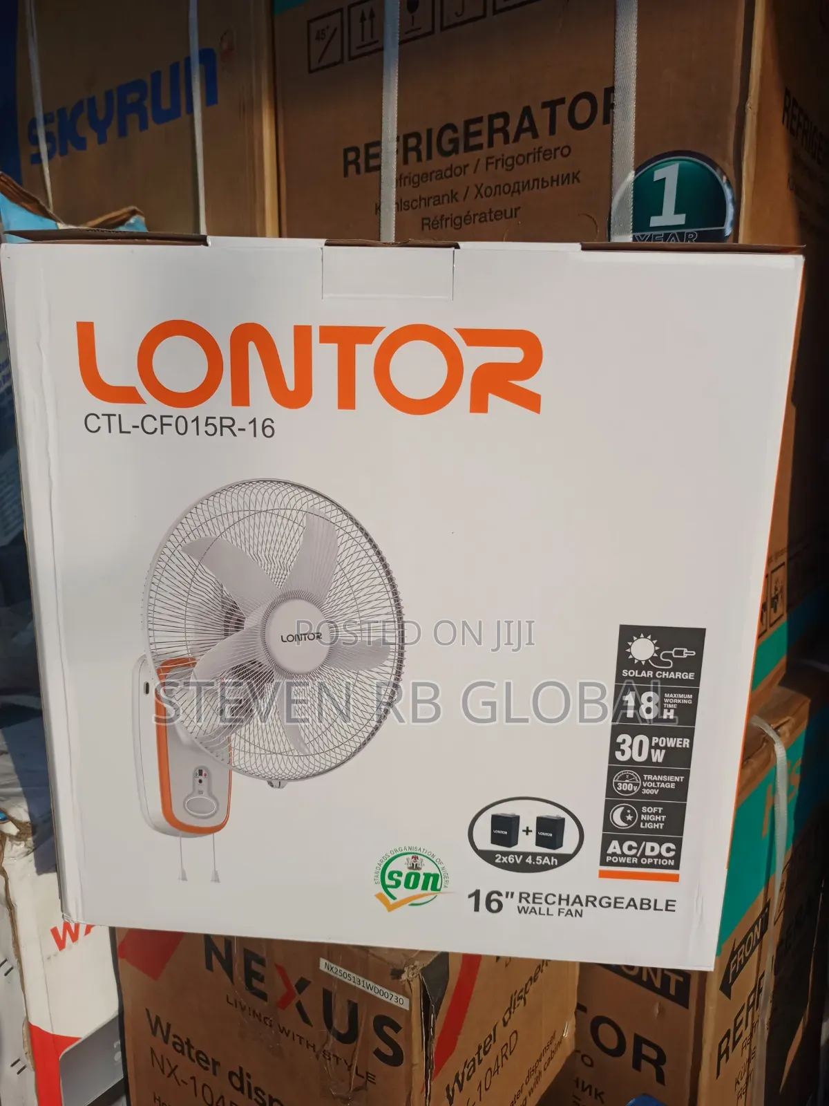 Lontor 16-Inch Rechargeable Wall Fan With Remote | CTL-Cf015r-16