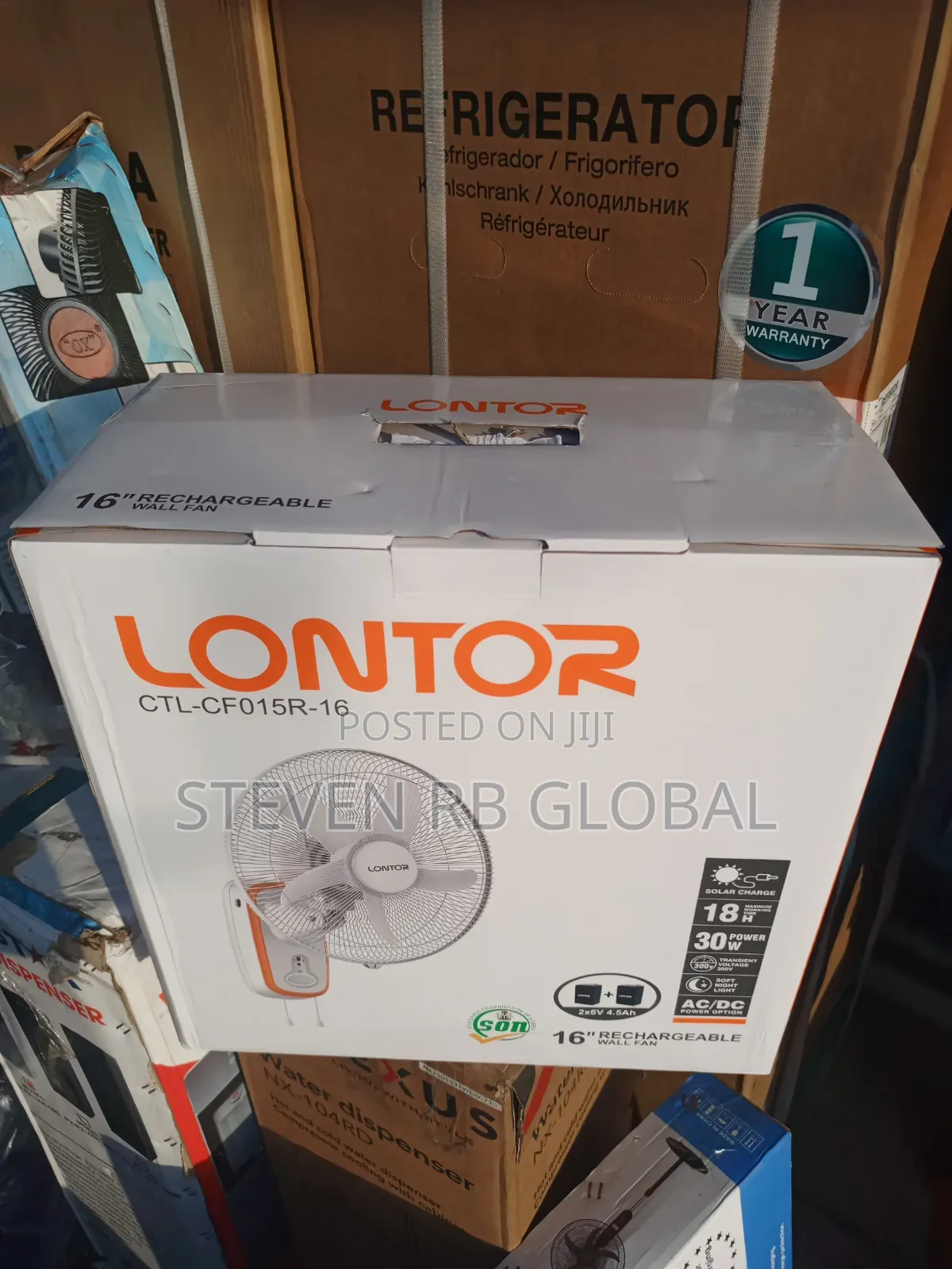 Lontor 16-Inch Rechargeable Wall Fan With Remote | CTL-Cf015r-16