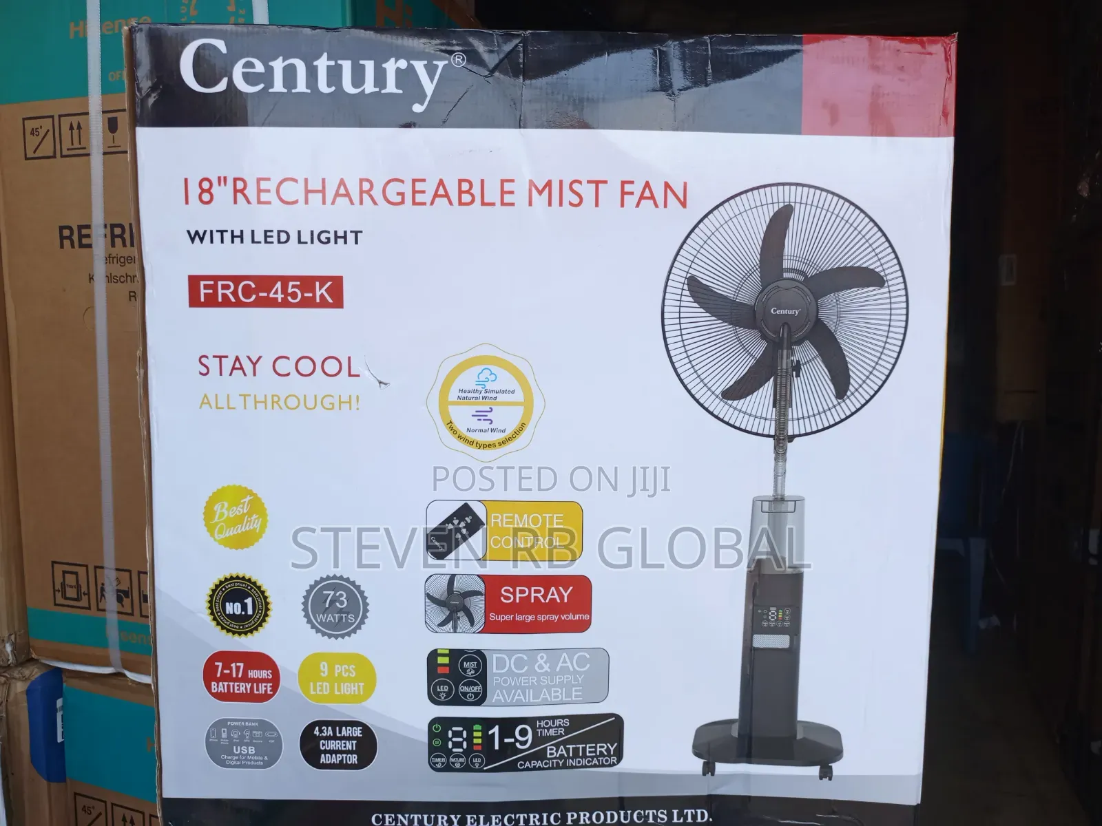 Century 18-Inch Rechargeable Mist Fan | FRC-45-K