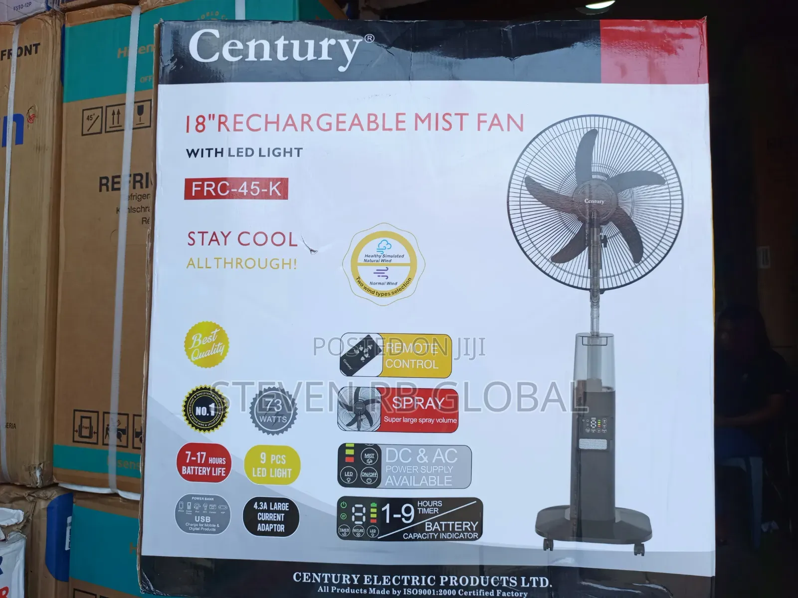 Century 18-Inch Rechargeable Mist Fan | FRC-45-K