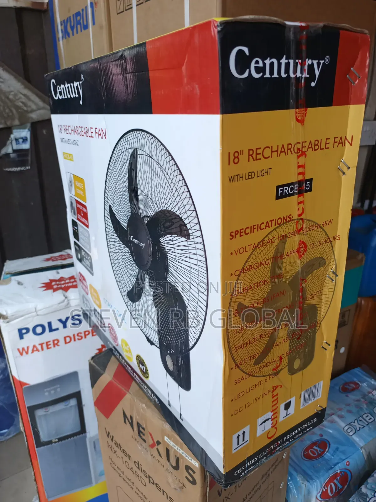Century 18-Inch Rechargeable Wall Fan With Remote | FRCB-45