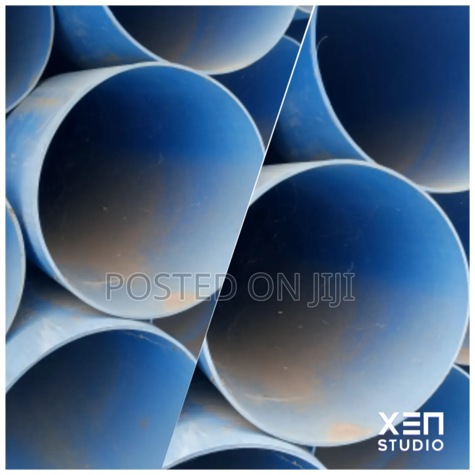 Ten 10 Inch Blue PVC Pipe