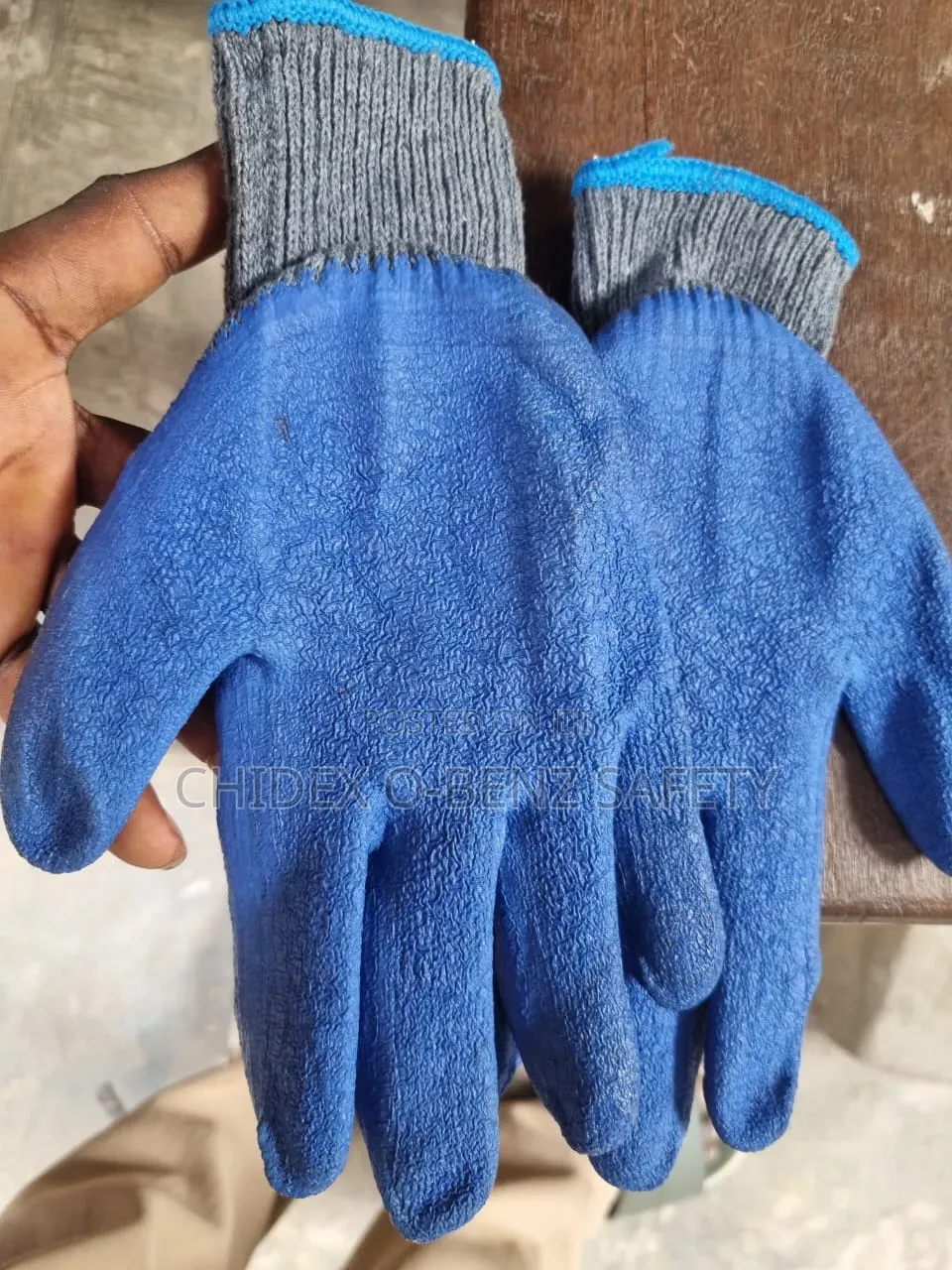 Blue Latex Coated Safety Hand Glove