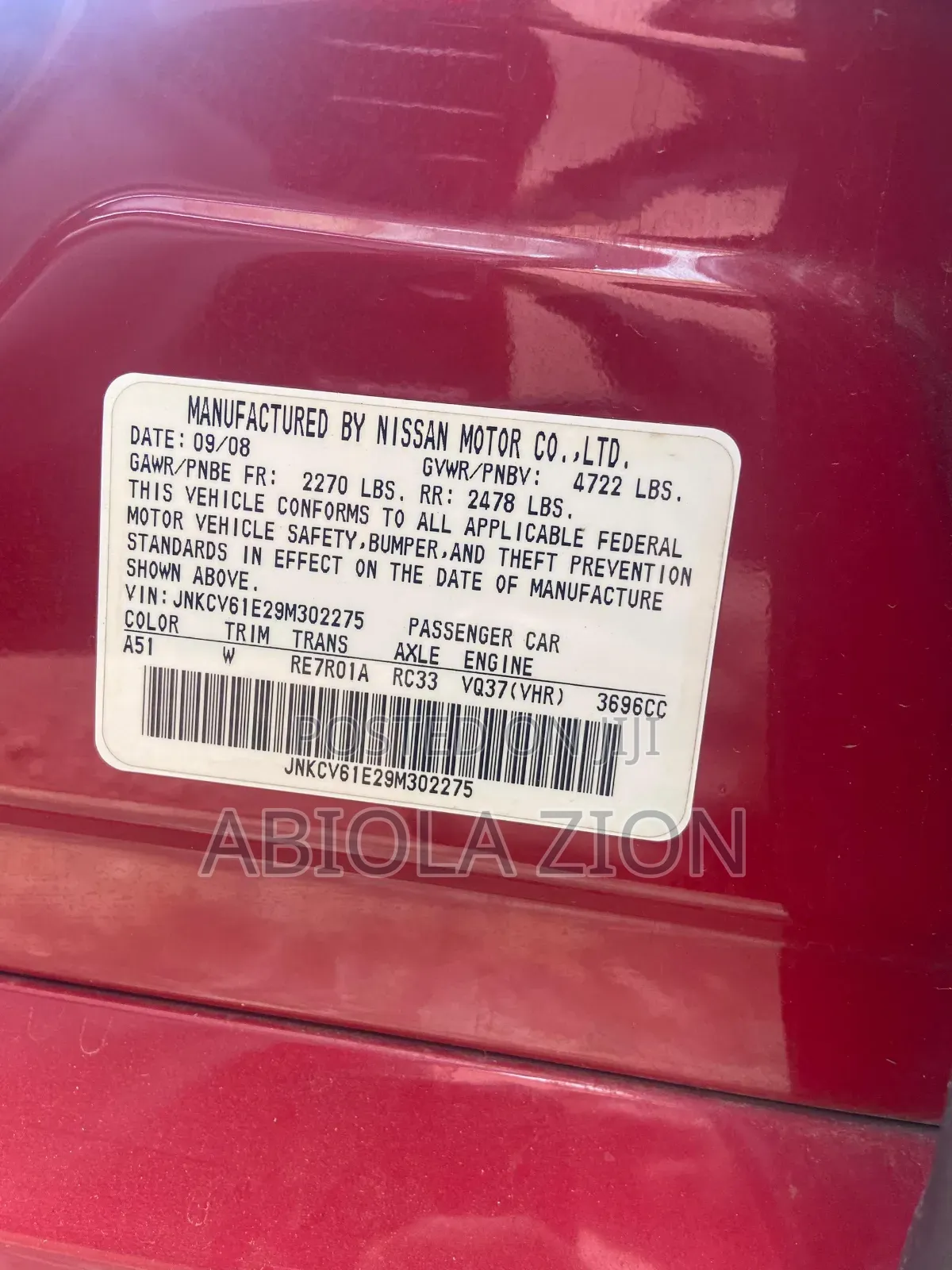 Infiniti G 2009 Red