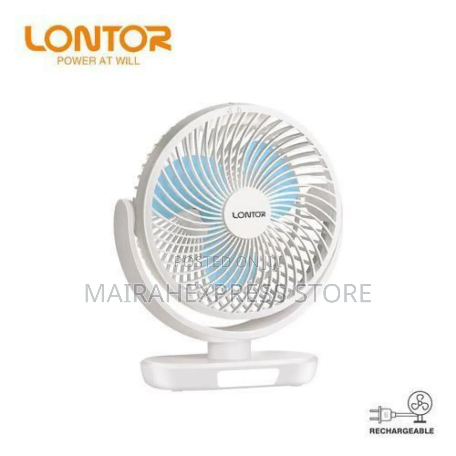 Lontor High Quality Rechargeable Table Fan Mf027-6- White
