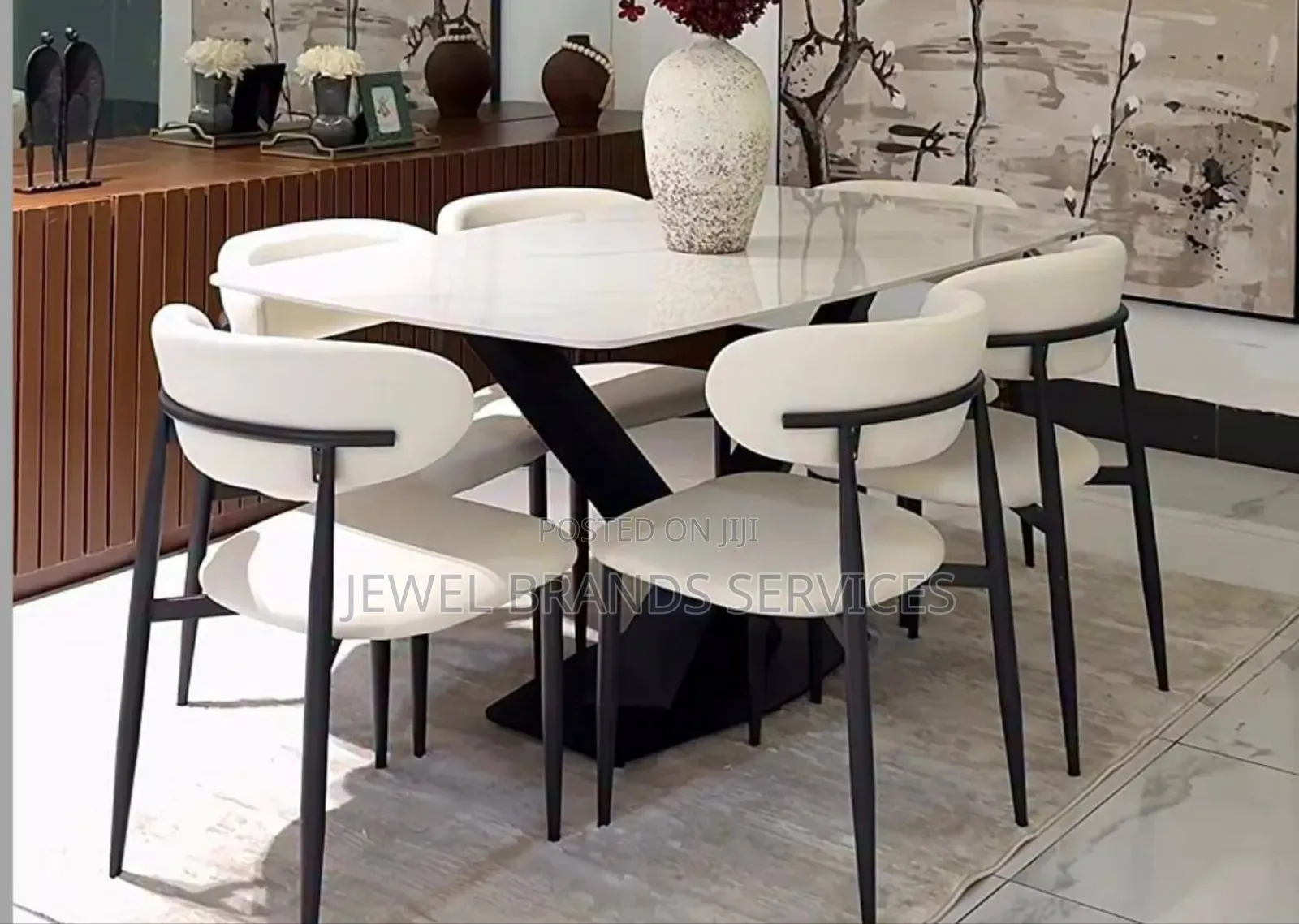 Marble Dining With Crossed Legs
