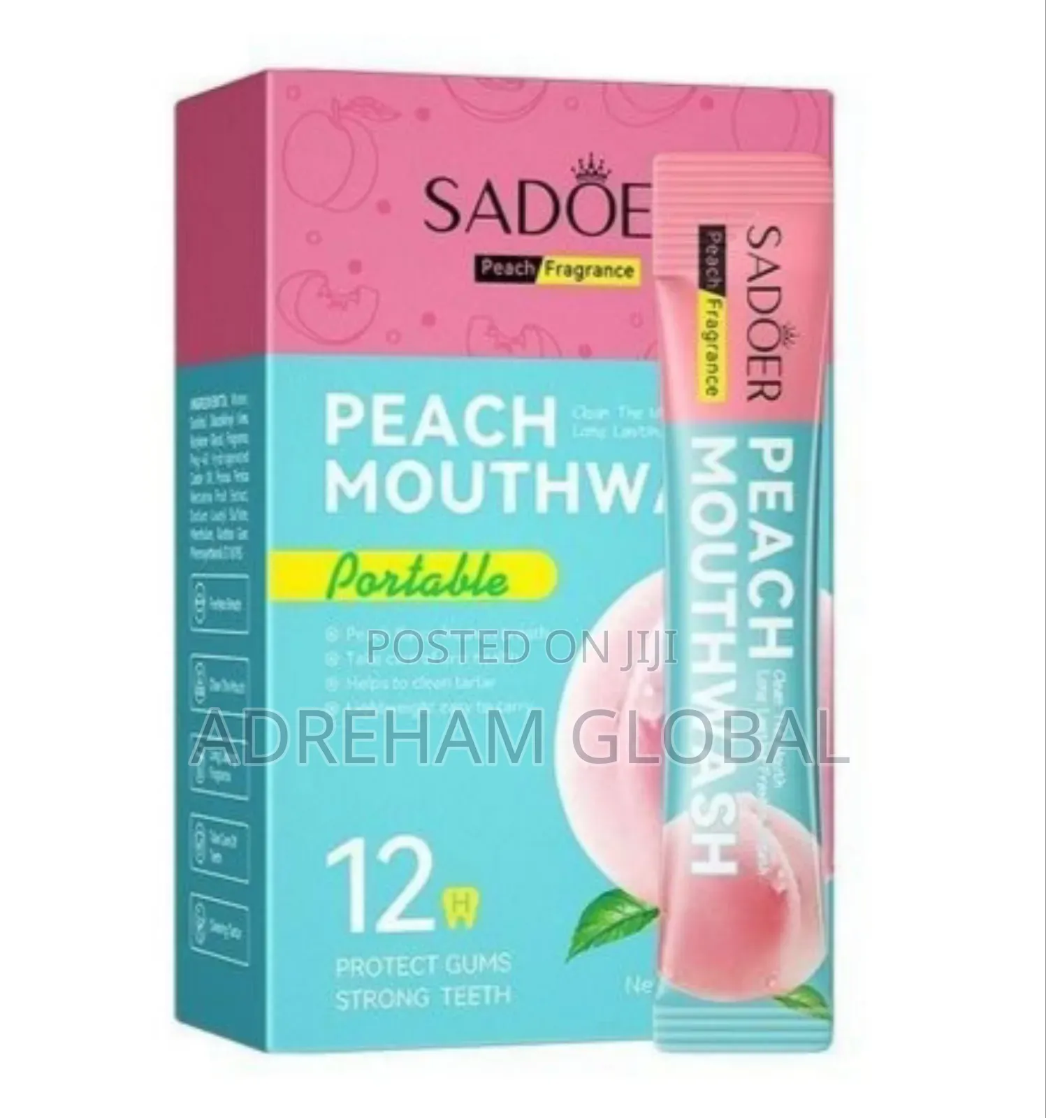 Sadoer 20pcs Fresh Breath Peach Mouthwash ( 10ml Pocket Size)