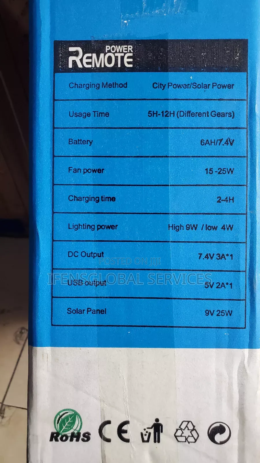 Power Remote Solar Fan
